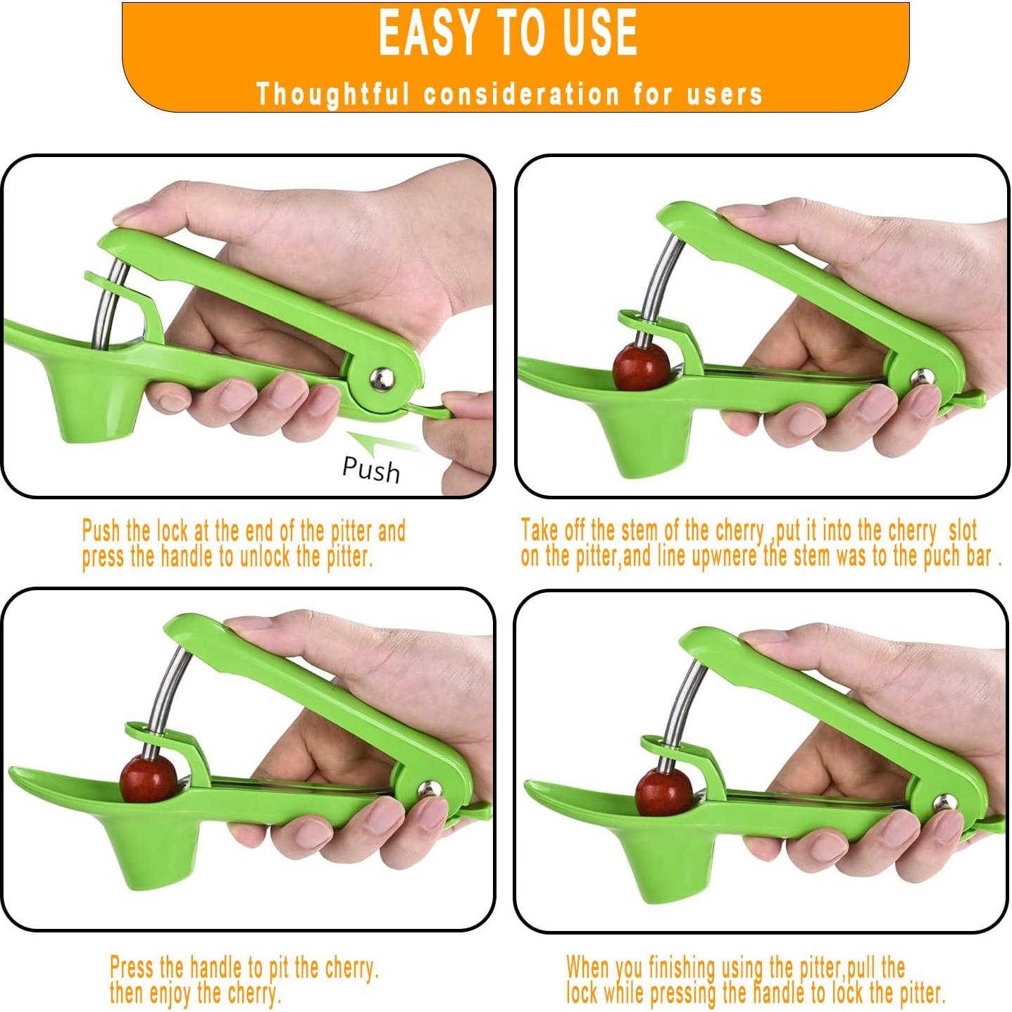 Herramienta Deshuesadora de Cerezas HYANJXS Acero Inoxidable Verde