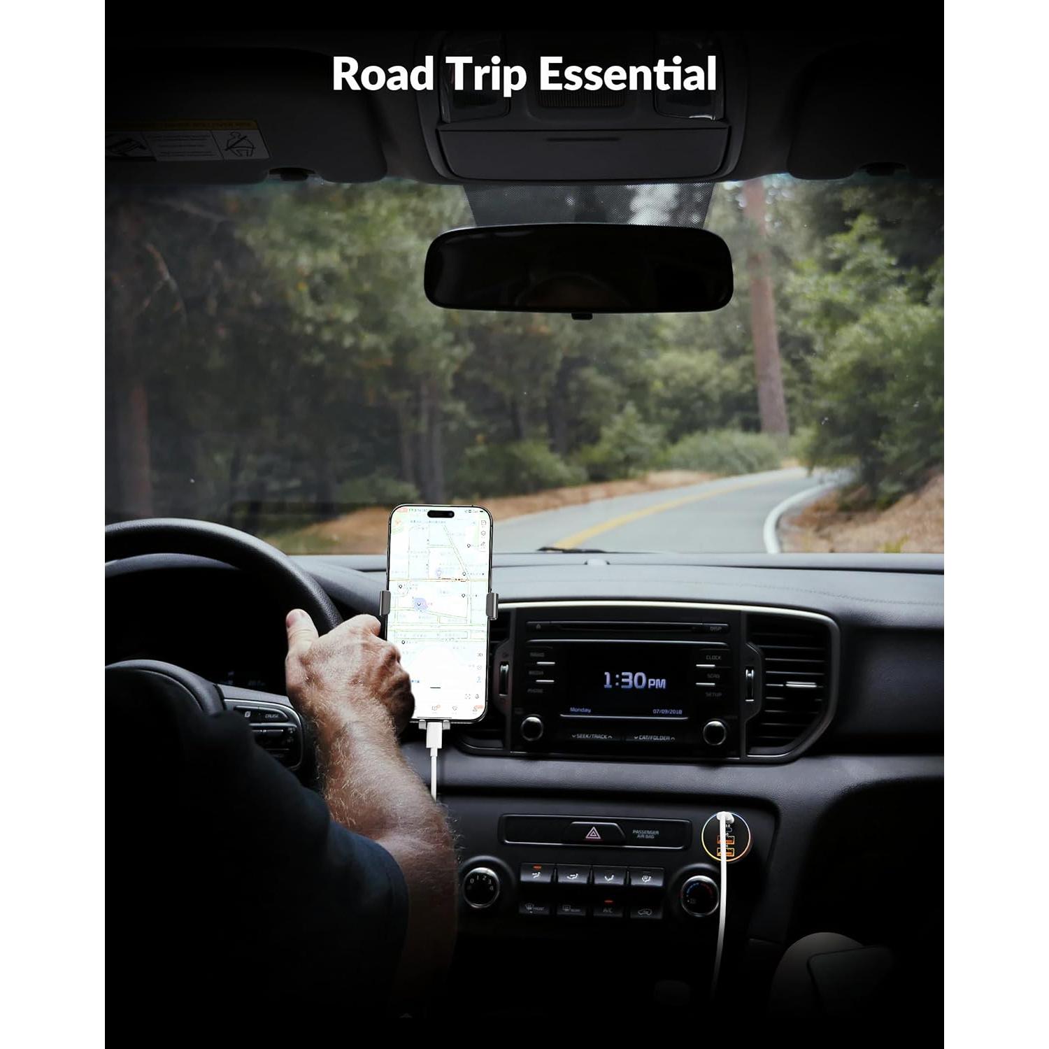 Cargador de Coche USB C 90W 4 Puertos Rápido Heyuan