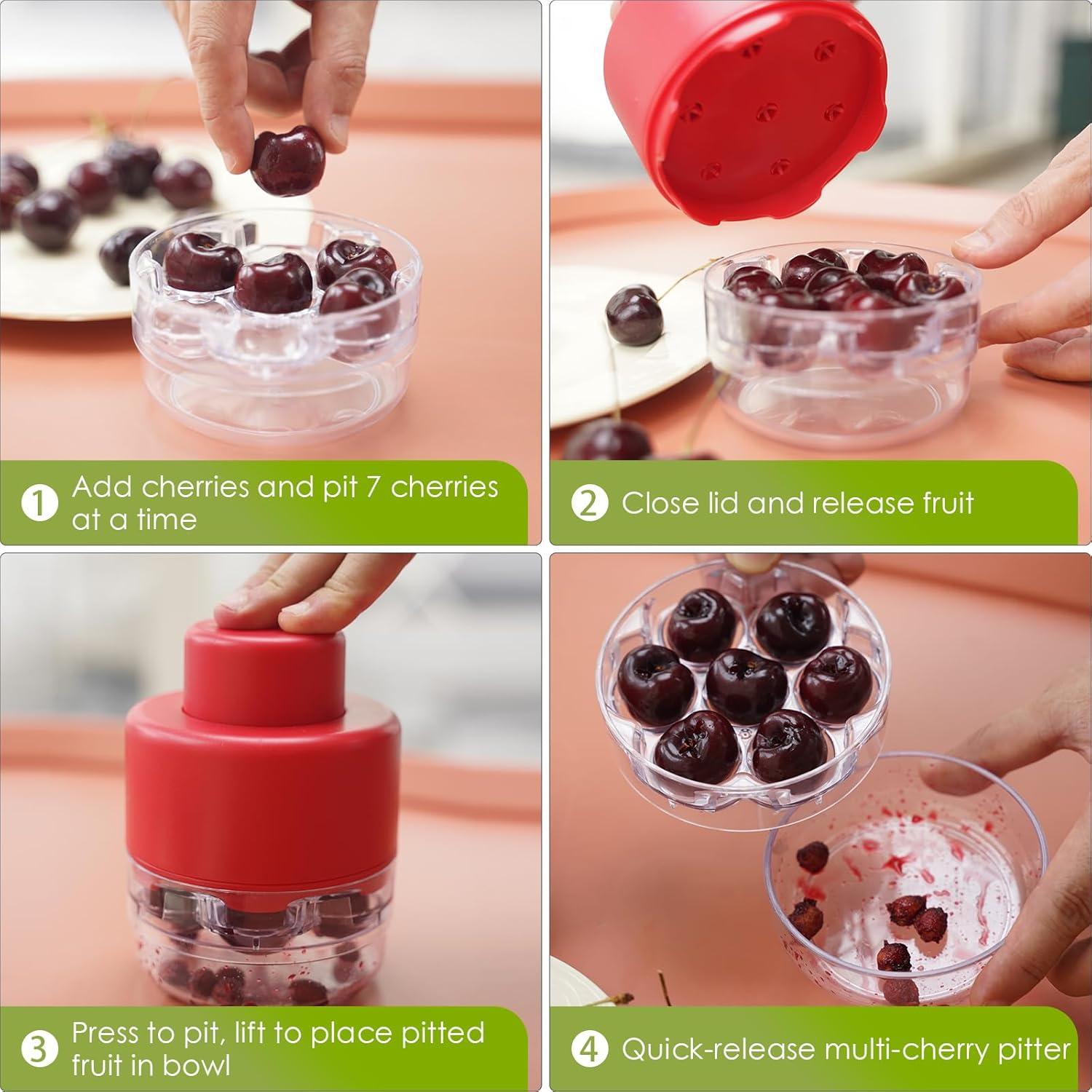 Deshuesador de Cereza MeiYouzhen Rojo 7 Huecos Fácil de Usar