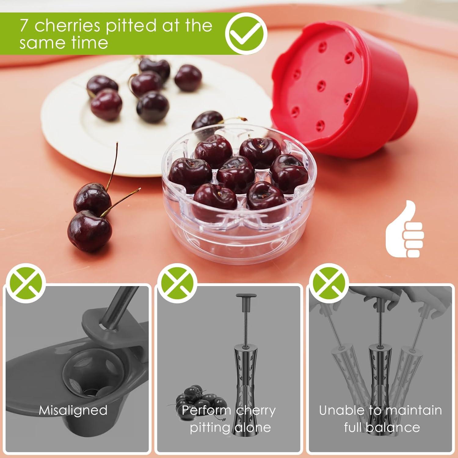 Deshuesador de Cereza MeiYouzhen Rojo 7 Huecos Fácil de Usar