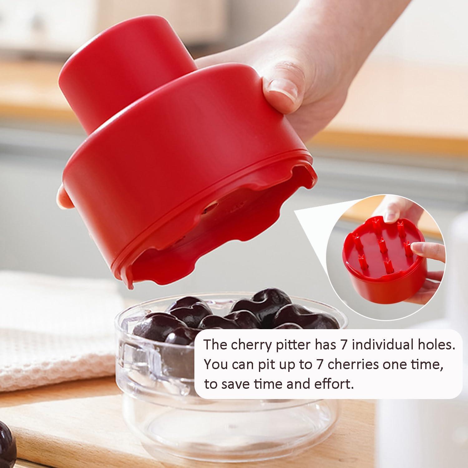 Deshuesador de Cereza SEIHDHIK 7 Agujeros Portátil Rojo