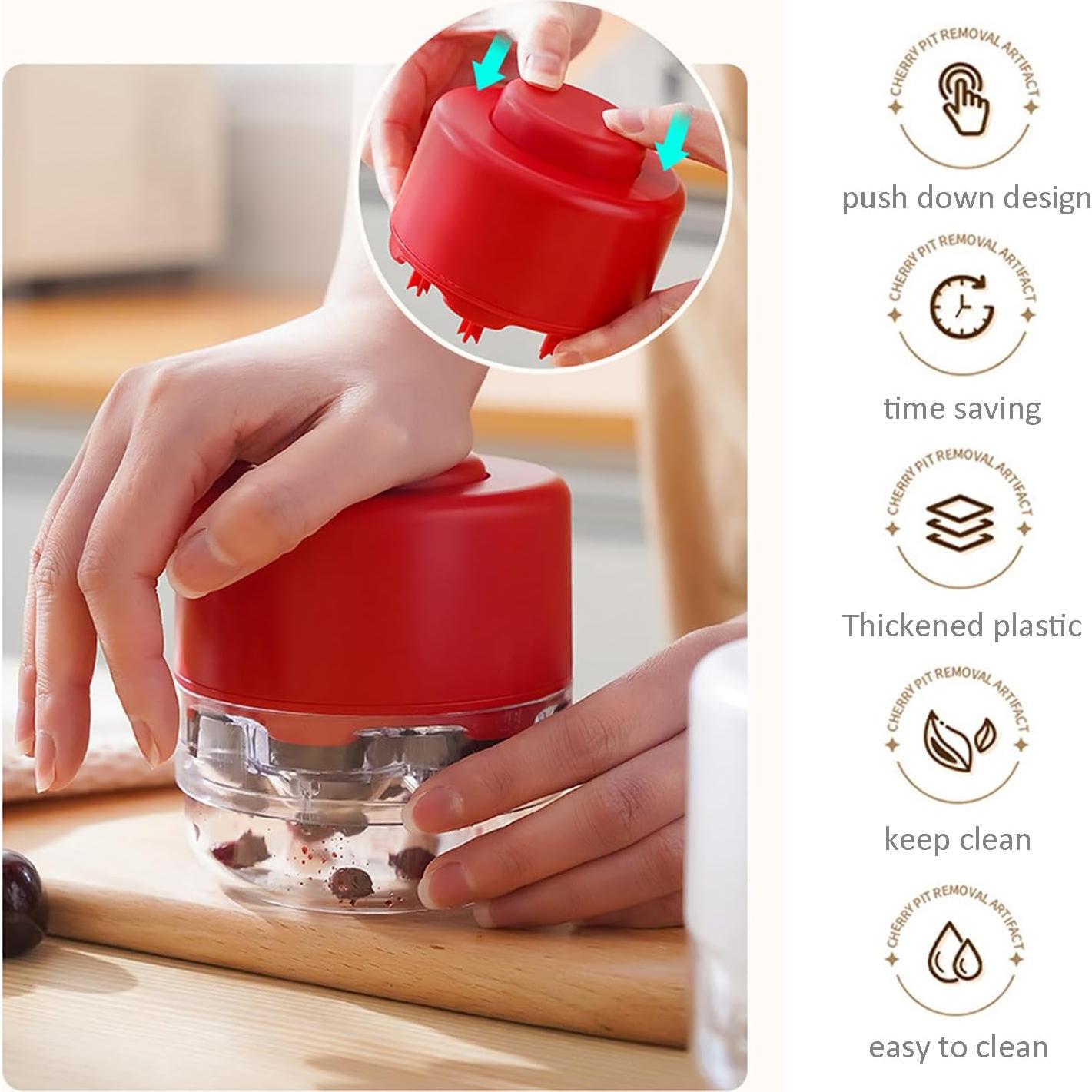 Deshuesador de Cereza SEIHDHIK 7 Agujeros Portátil Rojo