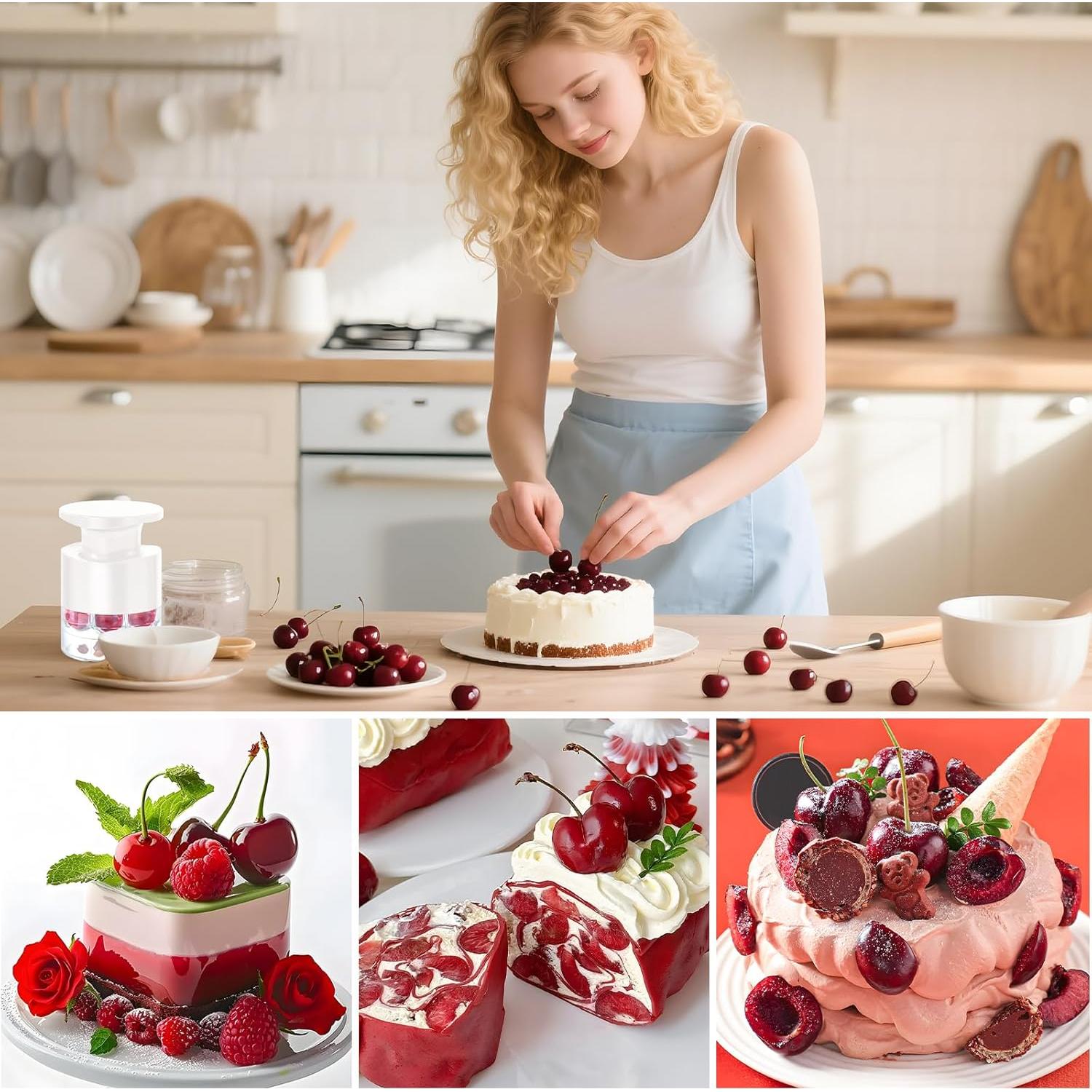 Deshuesador de Cereza Blanco YT-QH-22 con Bandeja 7 Agujeros