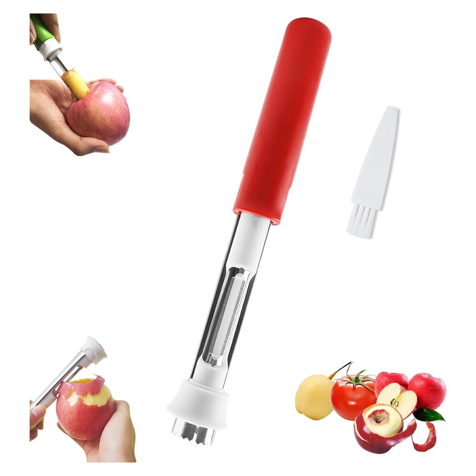 Descorazonador y pelador de manzanas 2 en 1 Acero Inoxidable Rojo