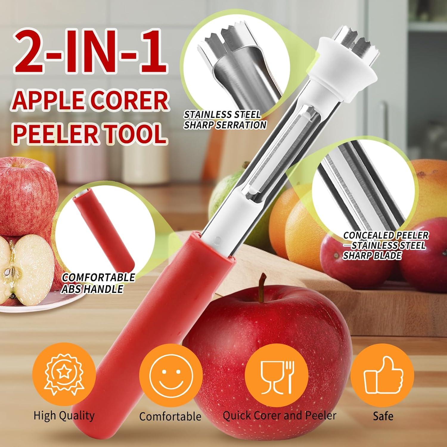 Descorazonador y pelador de manzanas 2 en 1 Acero Inoxidable Rojo