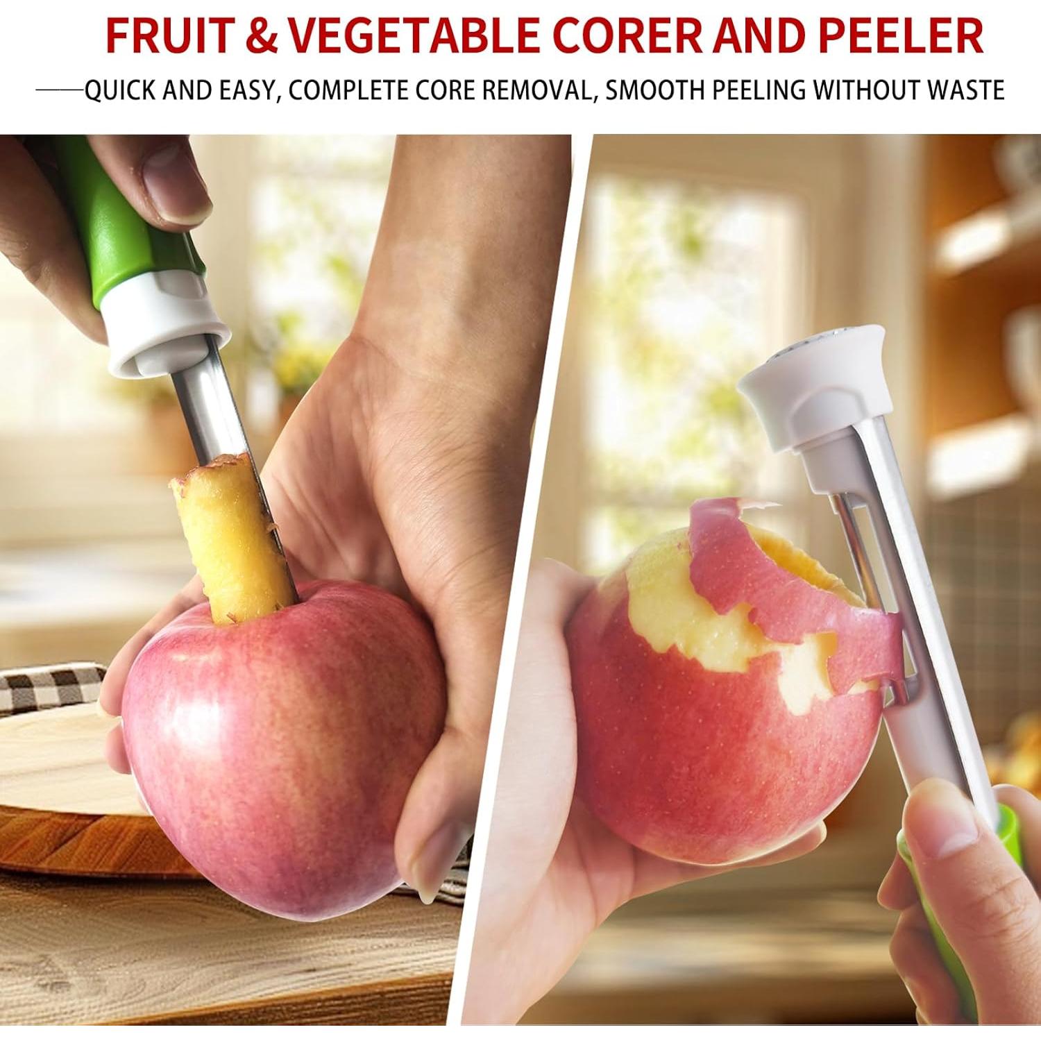 Descorazonador y pelador de manzanas 2 en 1 Acero Inoxidable Rojo