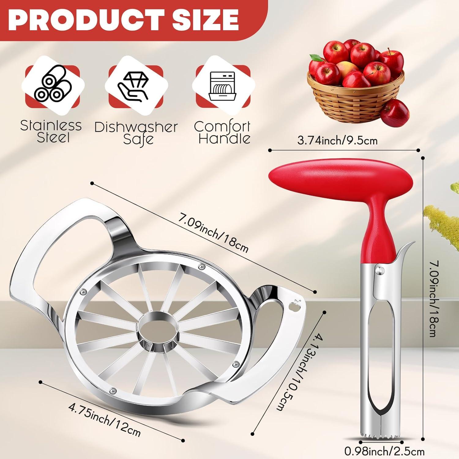 Juego de Cortadores y Descoradores de Manzana Lasnten - Acero Inoxidable