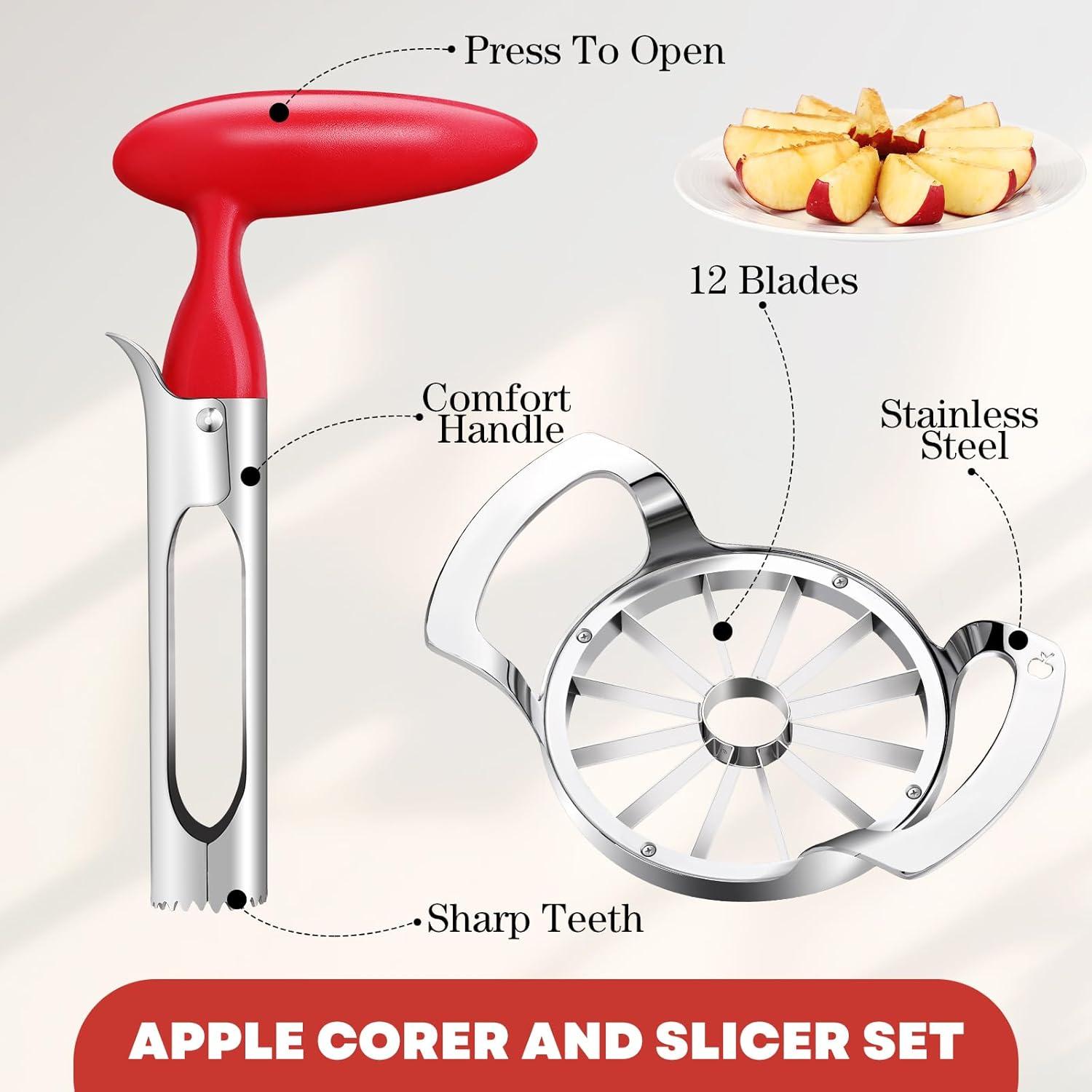 Juego de Cortadores y Descoradores de Manzana Lasnten - Acero Inoxidable