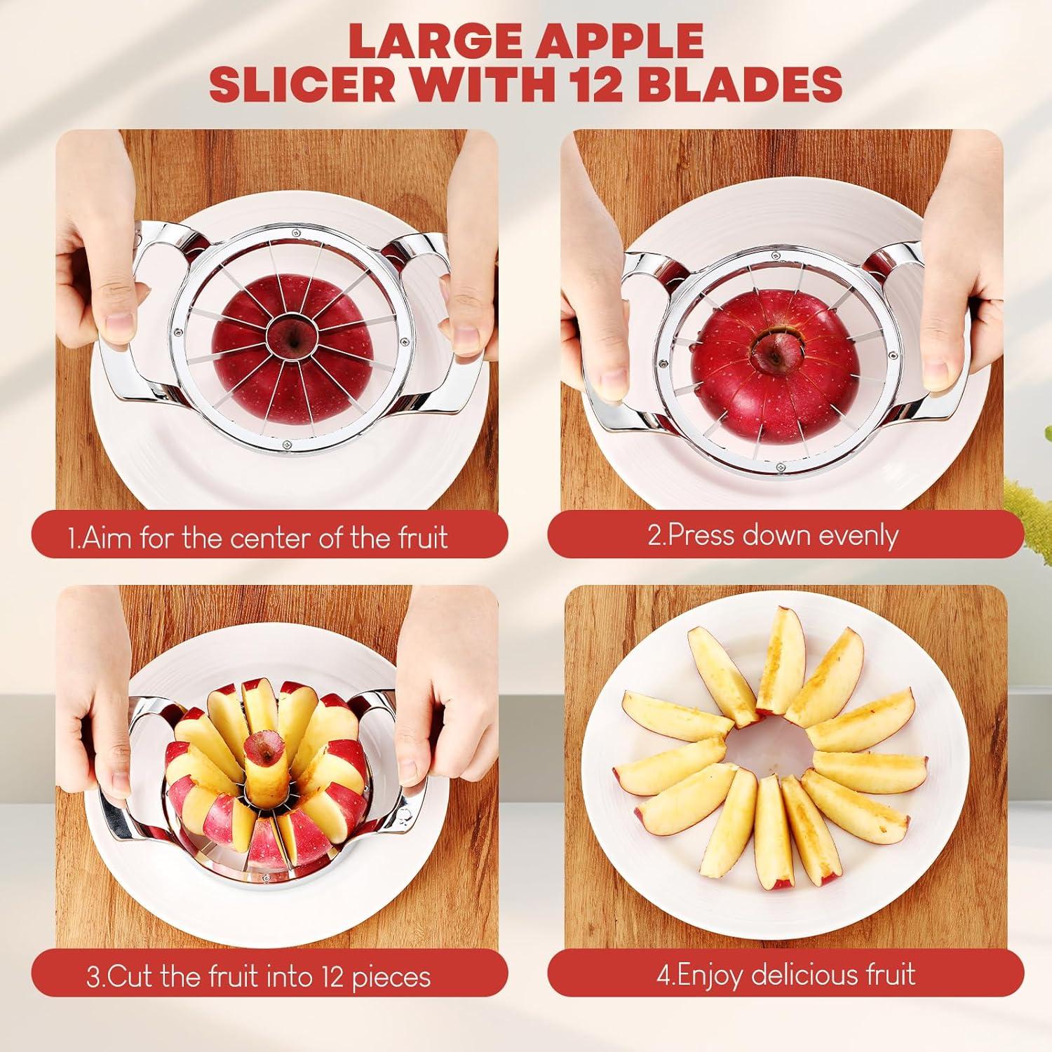 Juego de Cortadores y Descoradores de Manzana Lasnten - Acero Inoxidable