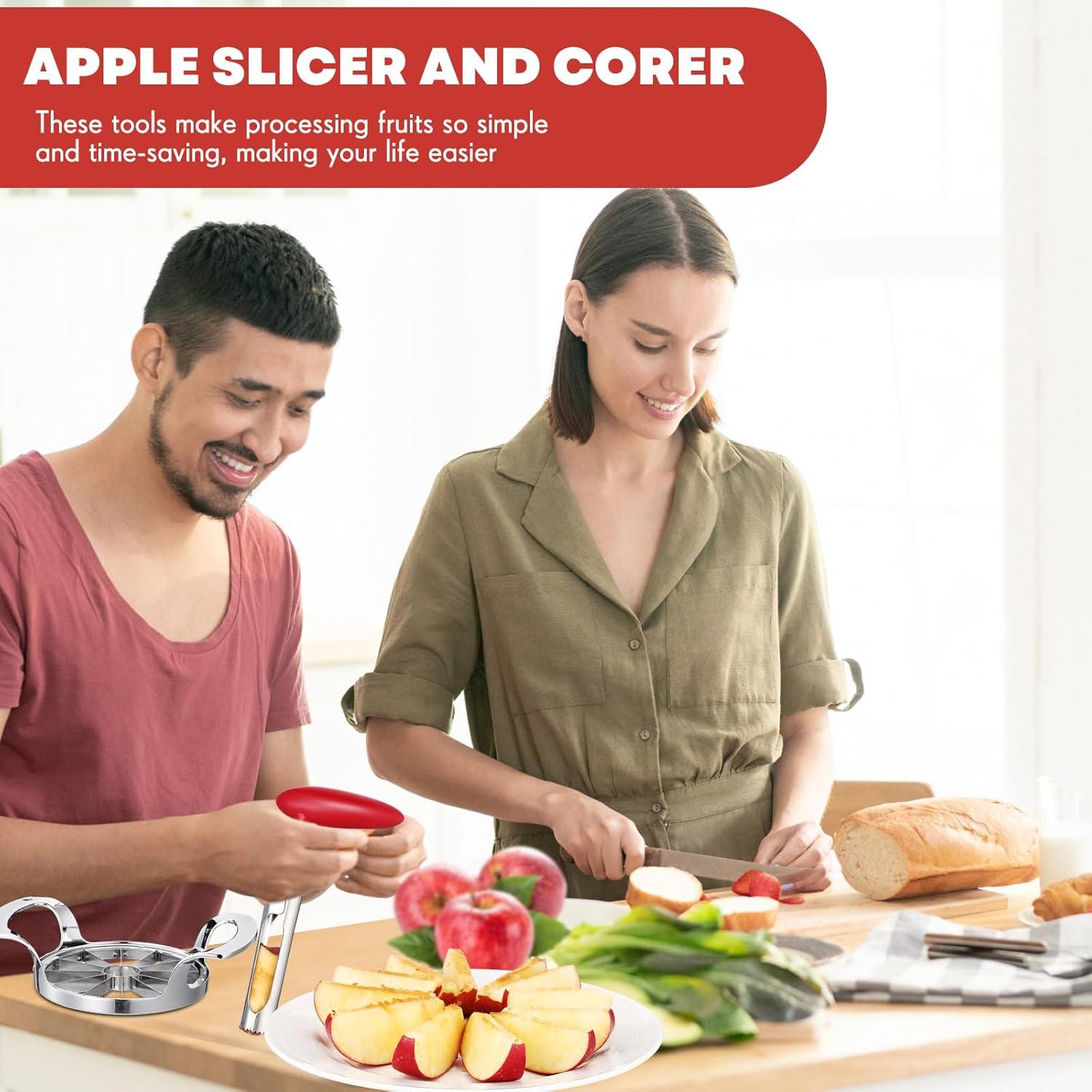 Juego de Cortadores y Descoradores de Manzana Lasnten - Acero Inoxidable