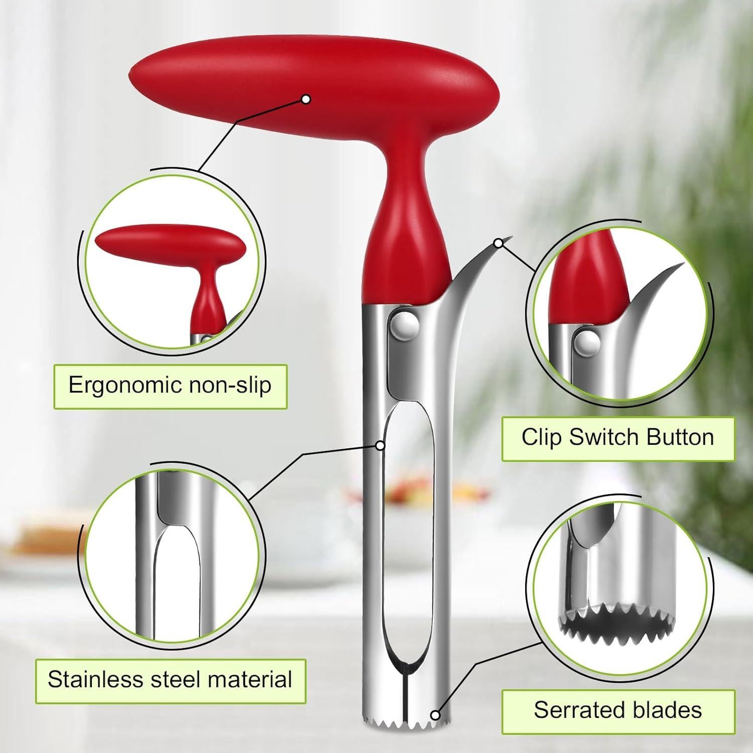 Extractor de Corazón de Manzana LIVSGNISTA Acero Inoxidable Rojo