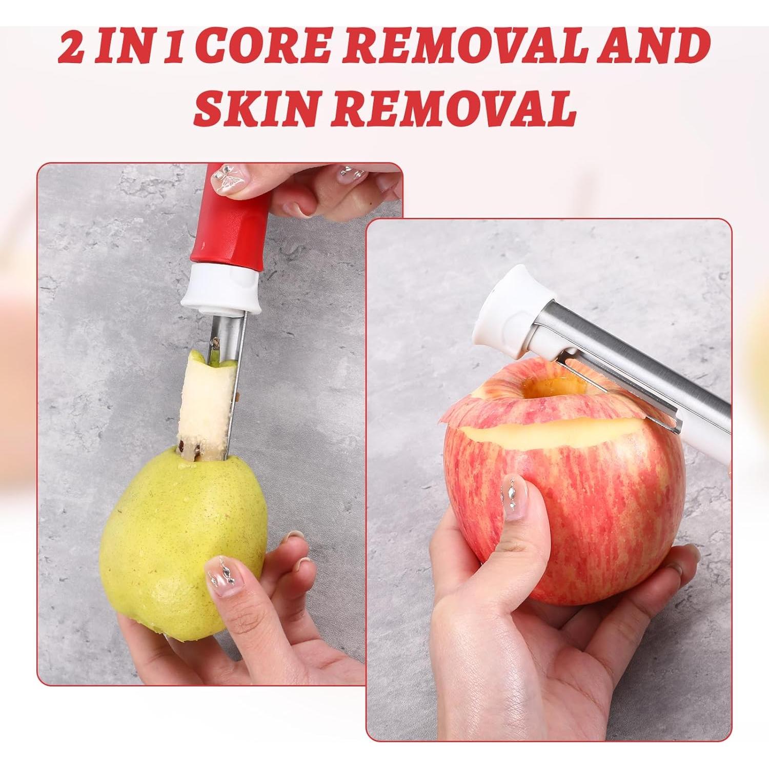 Descorazonador y Pelador de Manzana 2 en 1 Acero Inoxidable Rojo