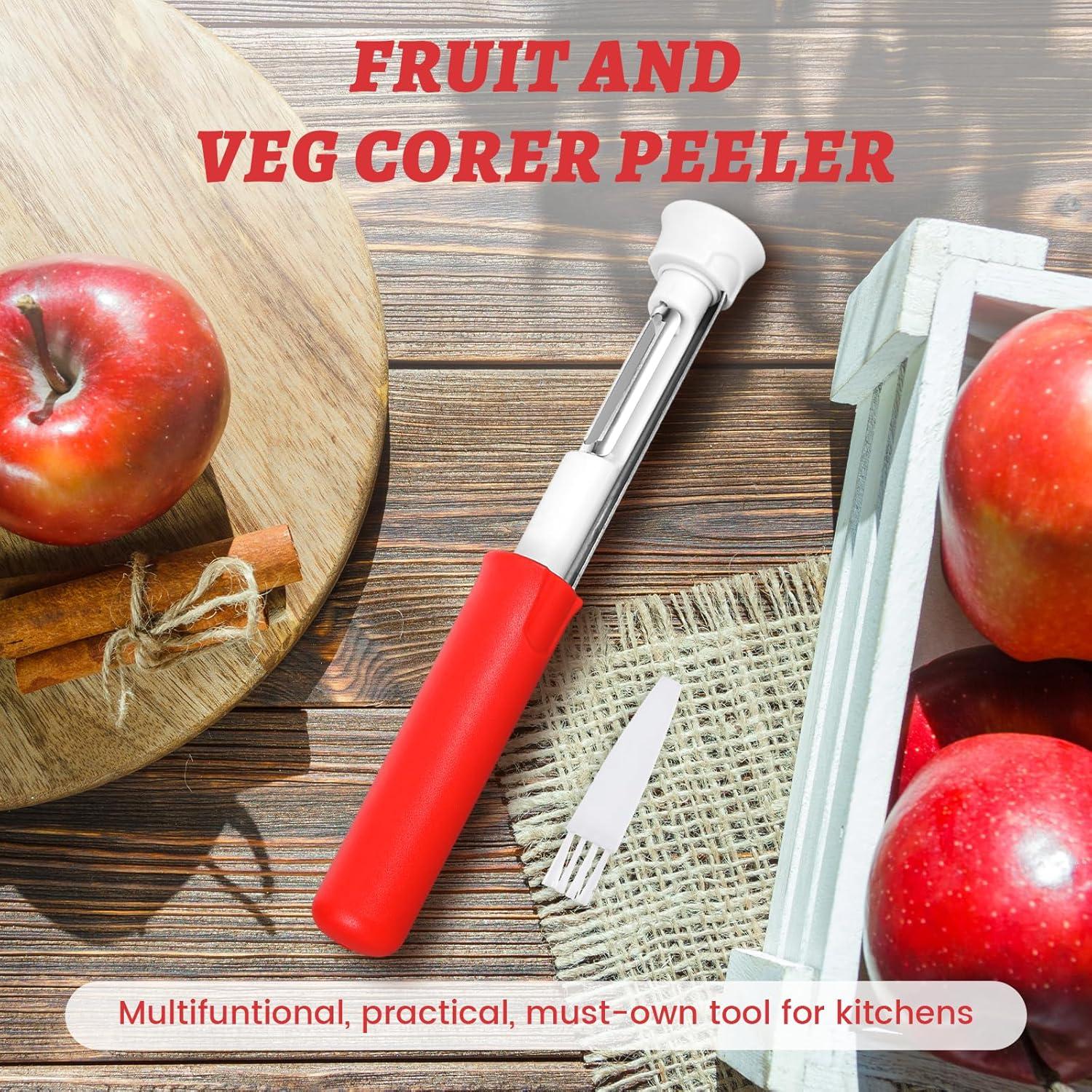 Descorazonador y Pelador de Manzana 2 en 1 Acero Inoxidable Rojo