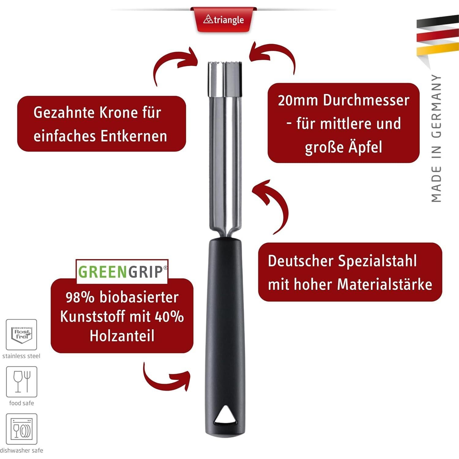Sacacorazones de Manzana Triangle - Acero Inoxidable - 22 cm