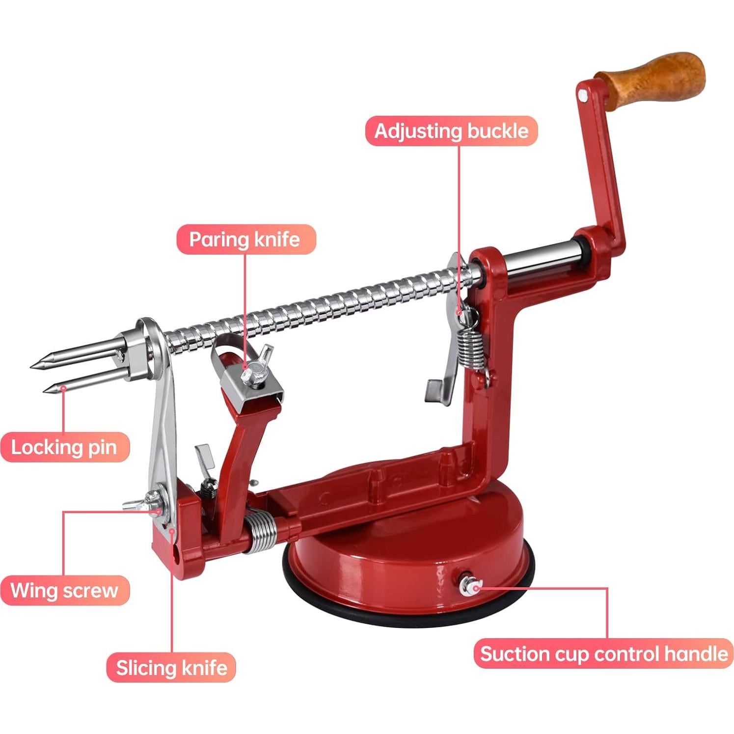 Pelador de Manzanas Qyestad HCAP-RD-02 Acero Inoxidable Rojo