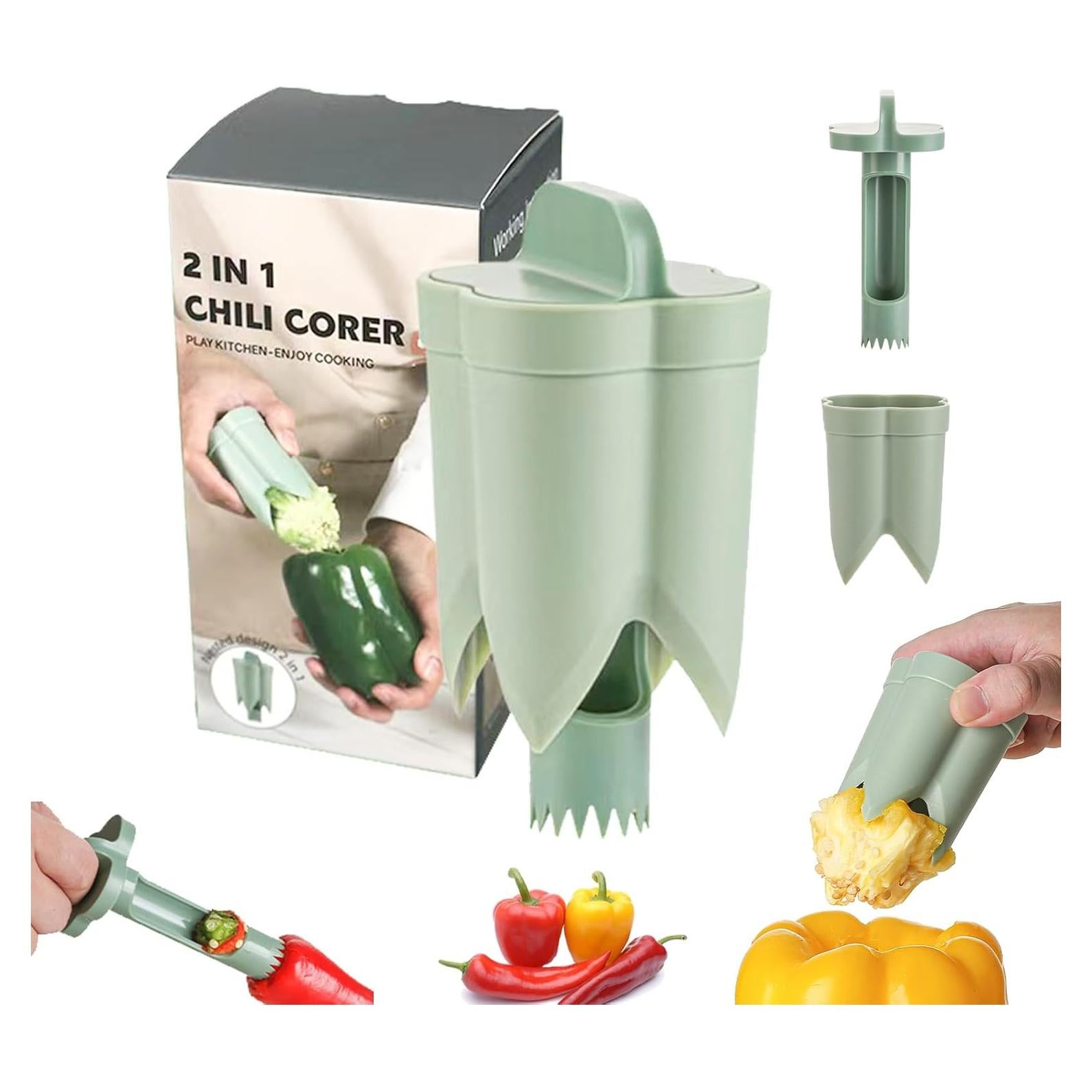 Removedor de Semillas de Pimiento BOSGAS 2 en 1 Verde