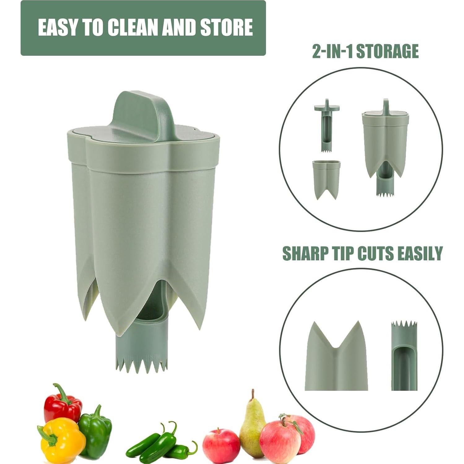 Removedor de Semillas de Pimiento BOSGAS 2 en 1 Verde