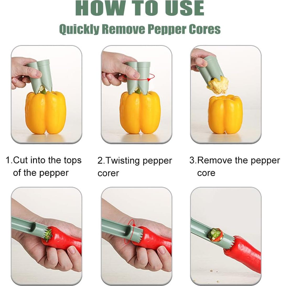 Removedor de Semillas de Pimiento BOSGAS 2 en 1 Verde