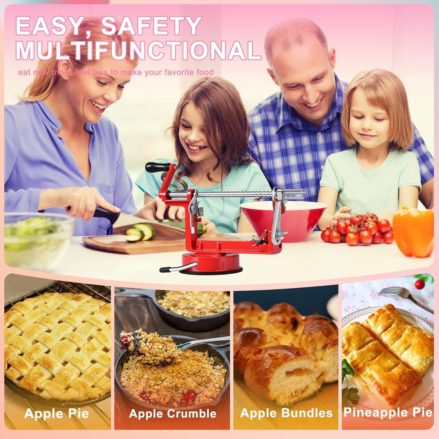 Pelador de Manzanas 3 en 1 Pautou Acero Inoxidable Rojo