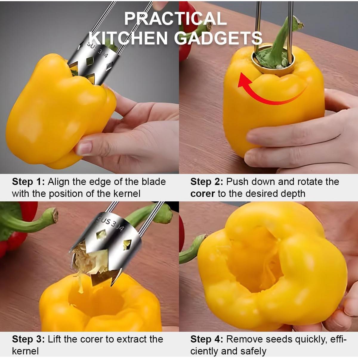 Cortador de Semillas de Pimiento Rojo LTWVDIZ Acero Inoxidable