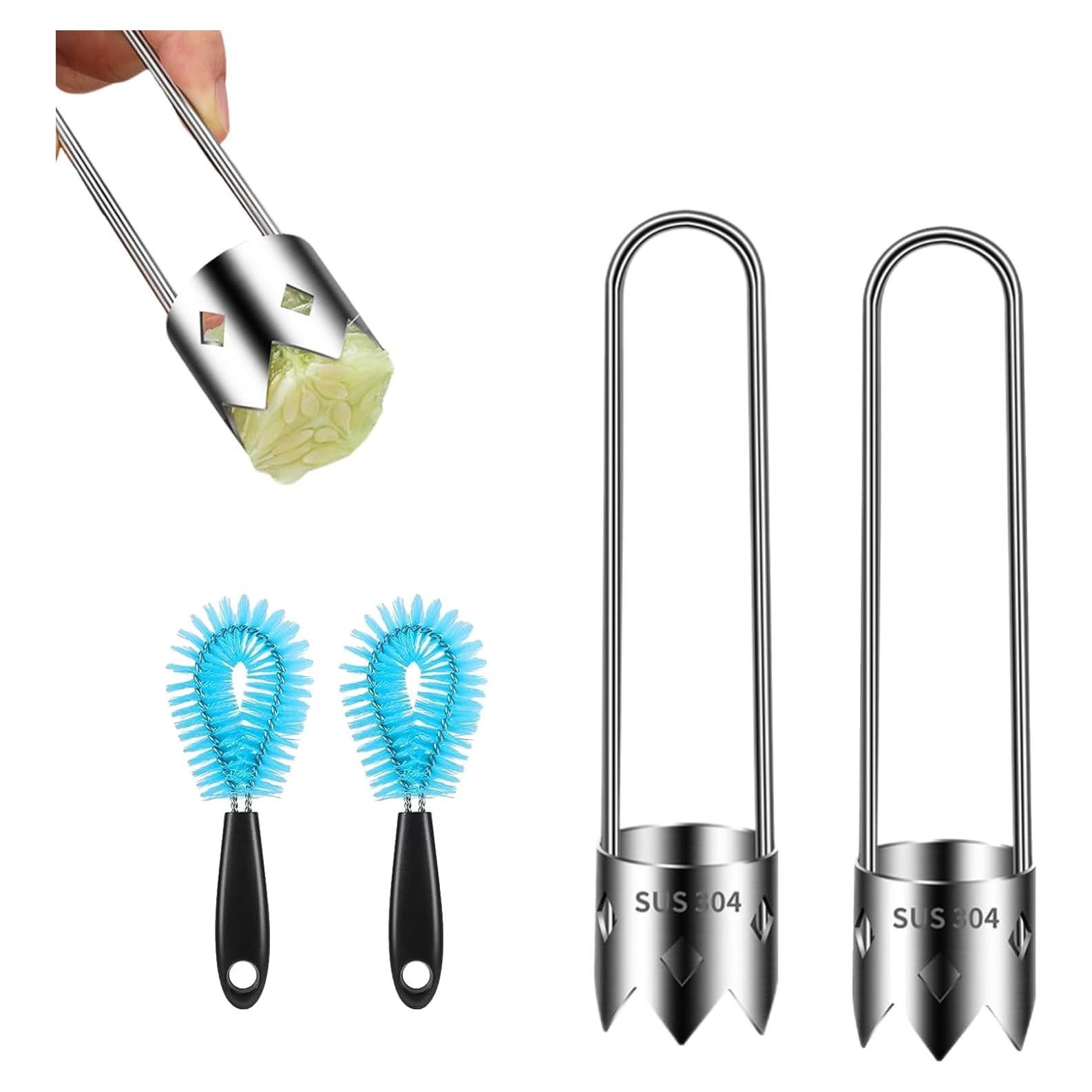 Set 2 Descorazonadores de Semillas y 2 Cepillos de Limpieza