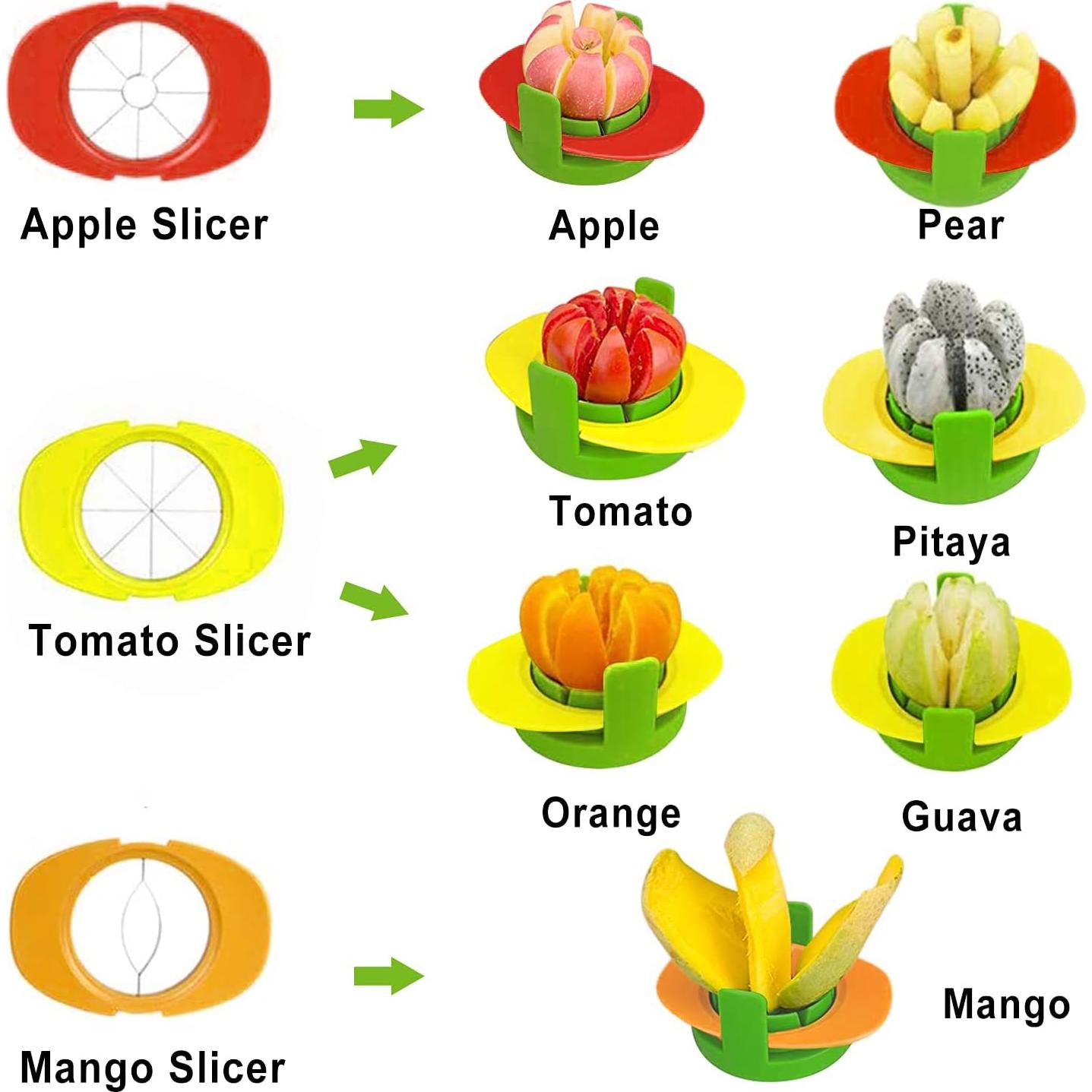 Cortador de Frutas 4 en 1 BIGOU con Pelador y Cepillo - Acero Inoxidable