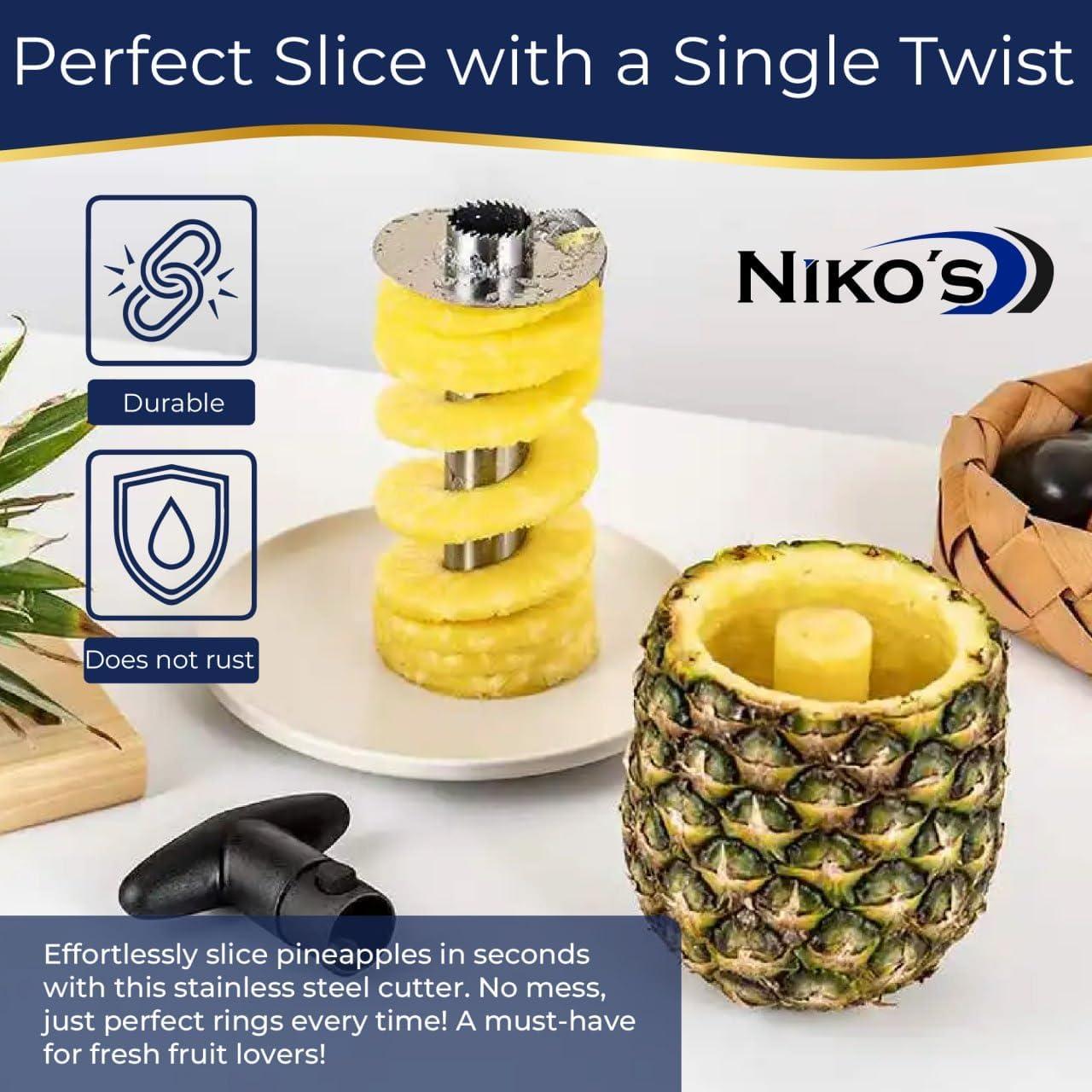 Cortador y Descorazonador de Piña y Manzana NIKO'S - Acero Inoxidable