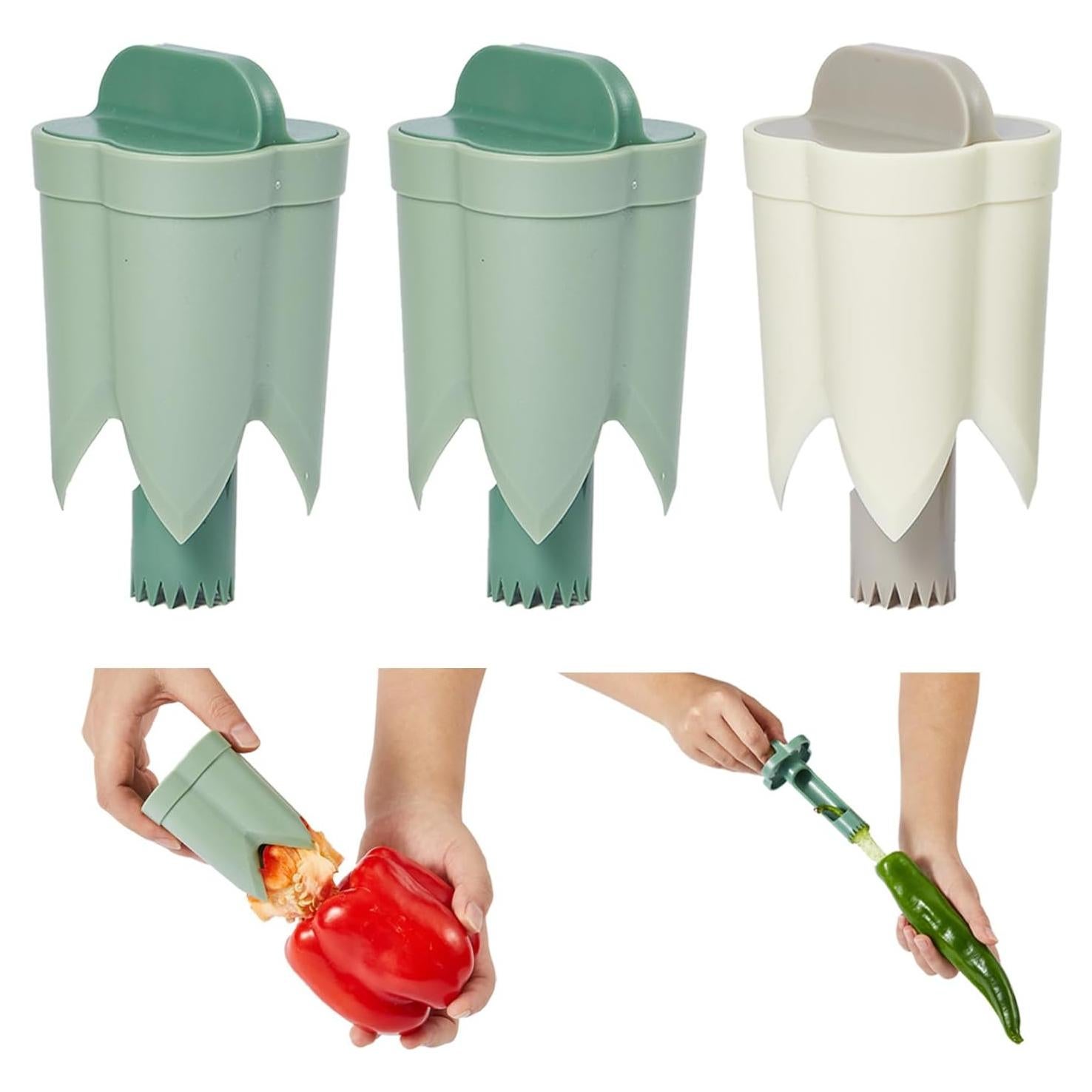 Removedor de Semillas de Pimiento DMwespe 3 Piezas 2 en 1