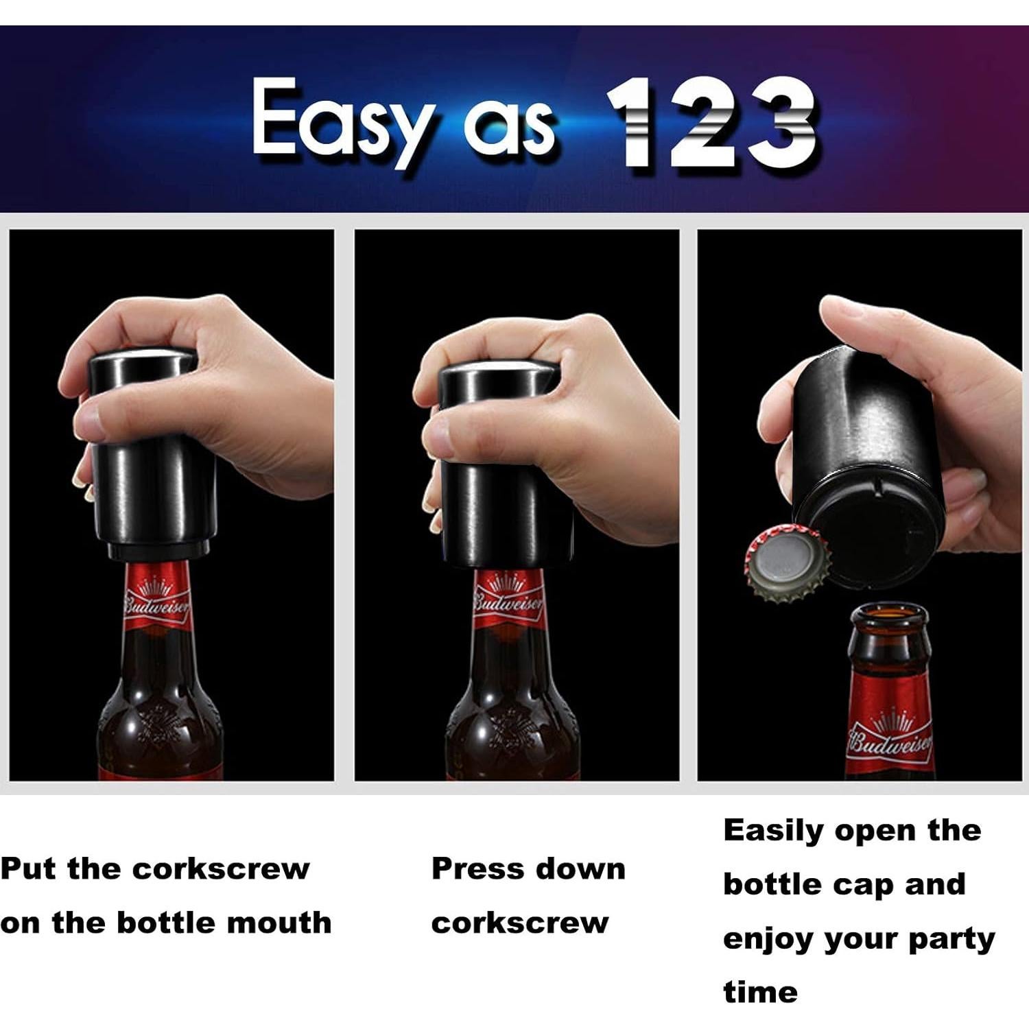 Abrebotellas Automático YUDANSI de Acero Inoxidable - Regalo Día del Padre