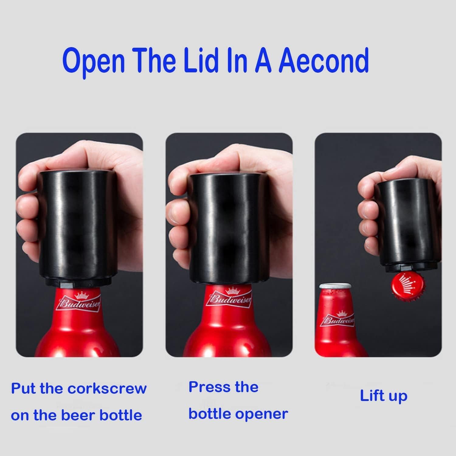 Abrebotellas Automático de Acero Inoxidable Plateado