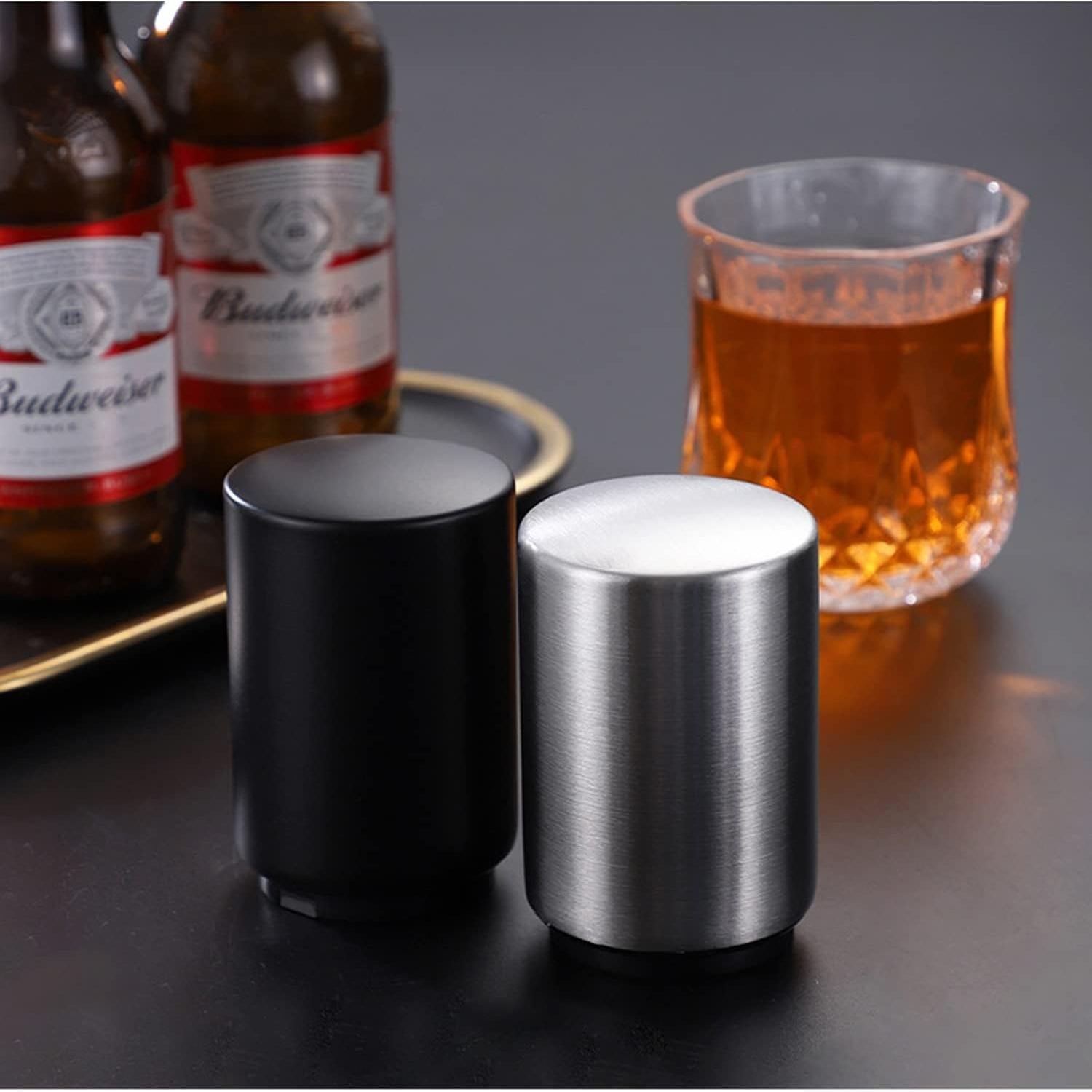 Abrebotellas Automático de Acero Inoxidable Plateado