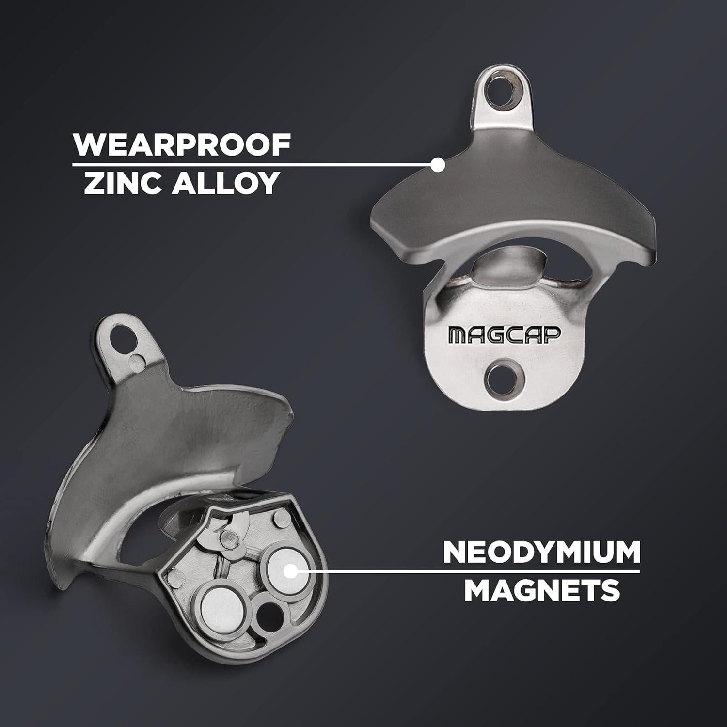 Abrebotellas Magnético Montado en Pared MAGCAP - Níquel Mate