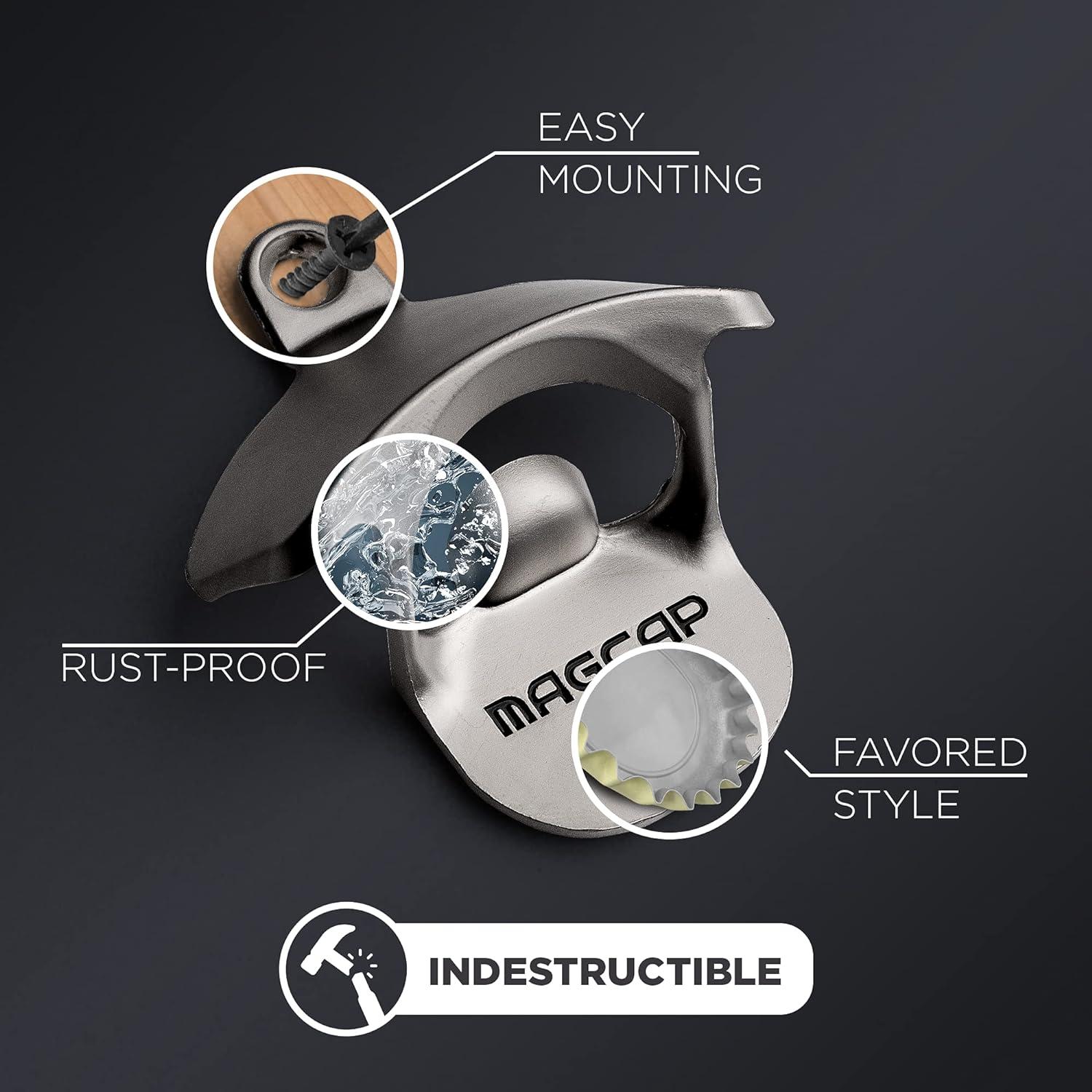 Abrebotellas Magnético Montado en Pared MAGCAP - Níquel Mate