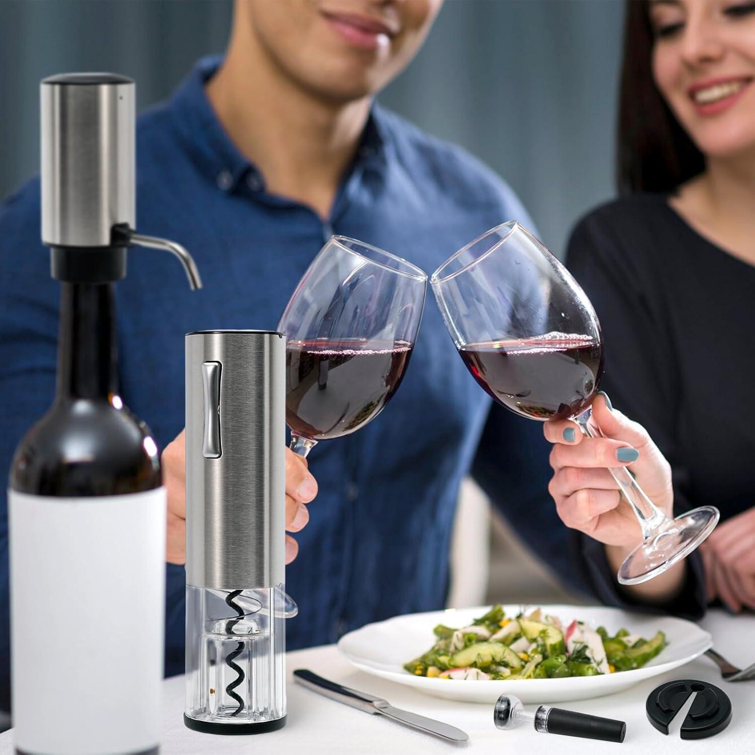Abridor de Vino Eléctrico HSJAYAH con Aerador y Cortador
