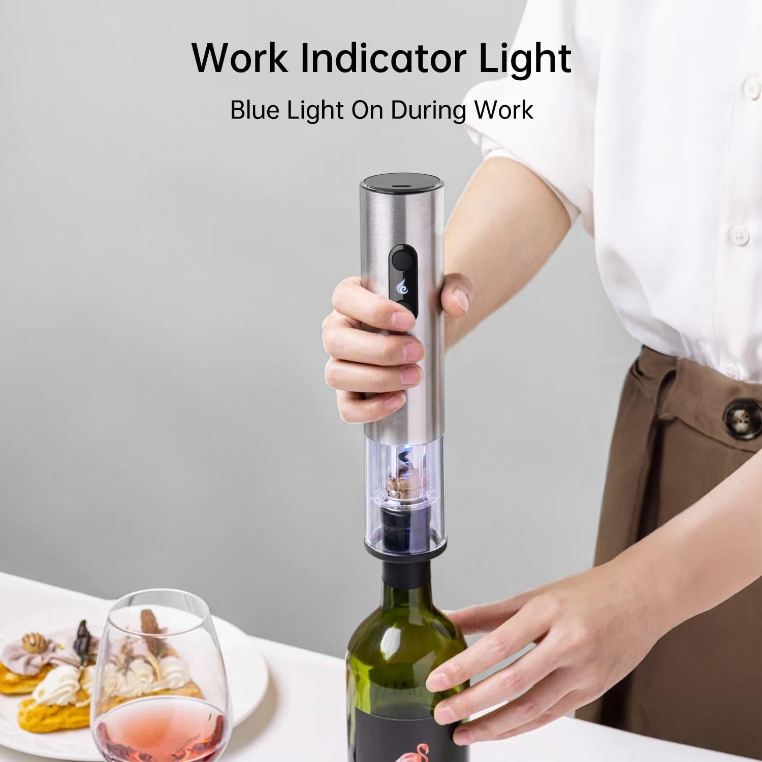 Abridor de Vino Eléctrico ELMWAY Recargable Acero Inoxidable