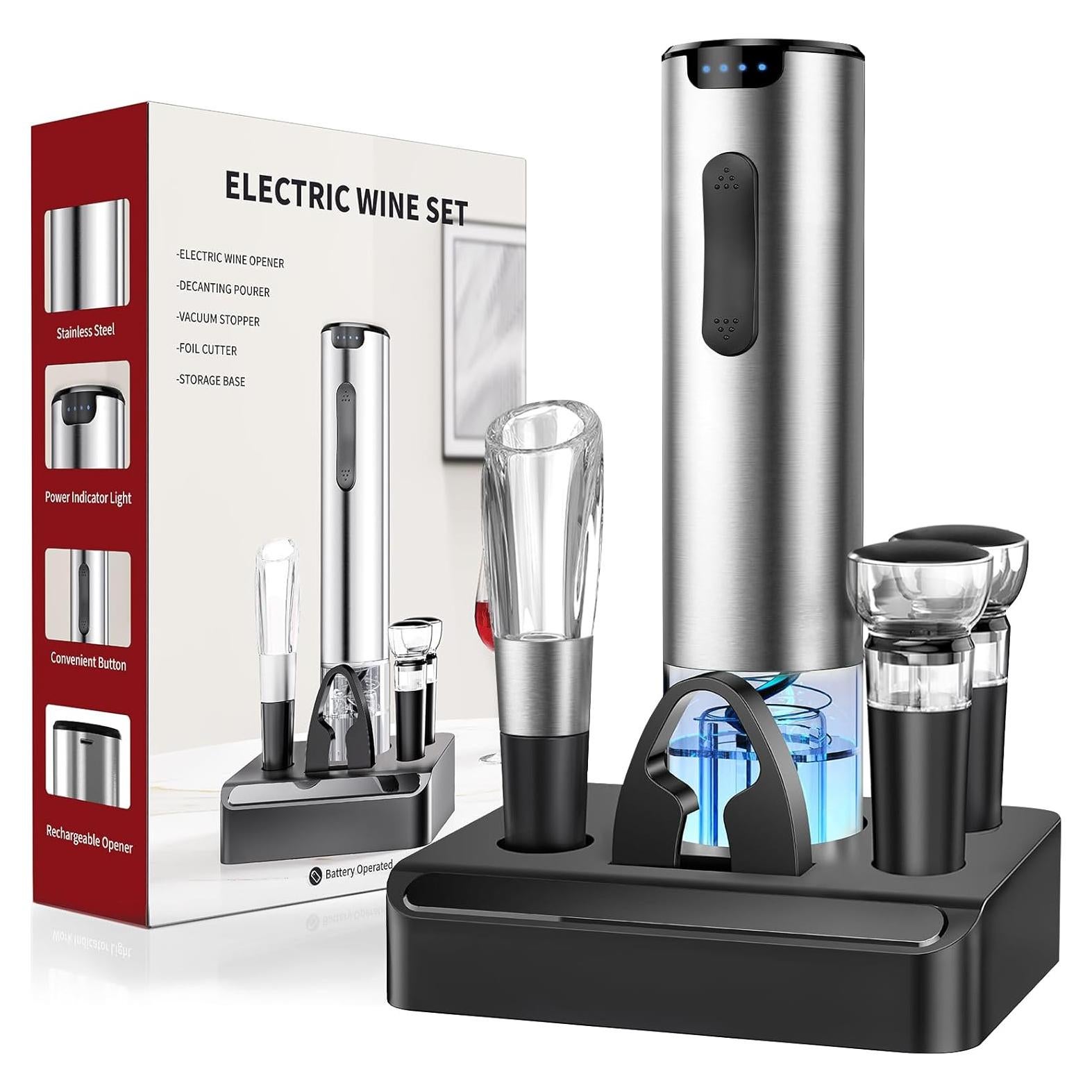 Abridor de Vino Eléctrico HomeHacks Recargable con Cortador