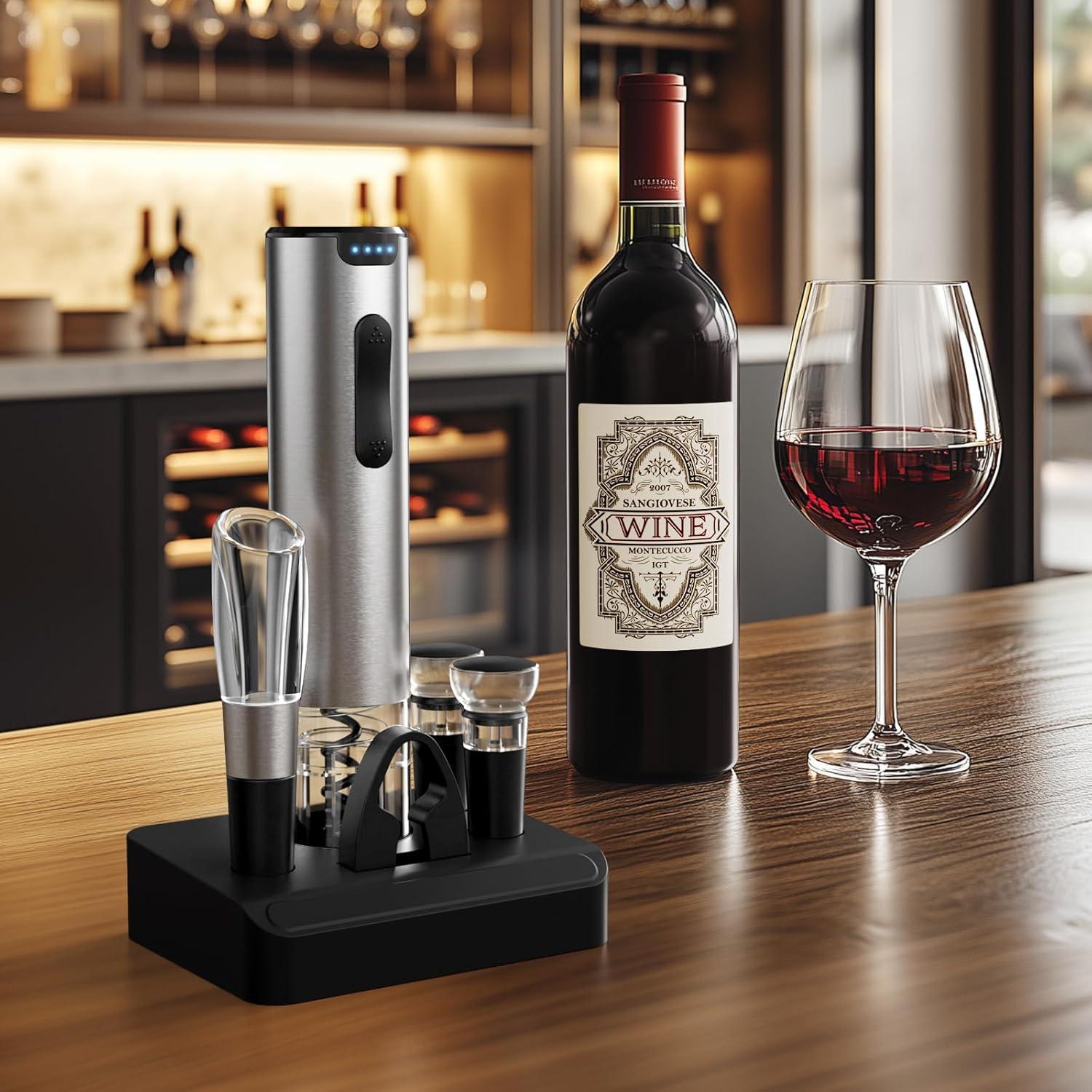 Abridor de Vino Eléctrico HomeHacks Recargable con Cortador