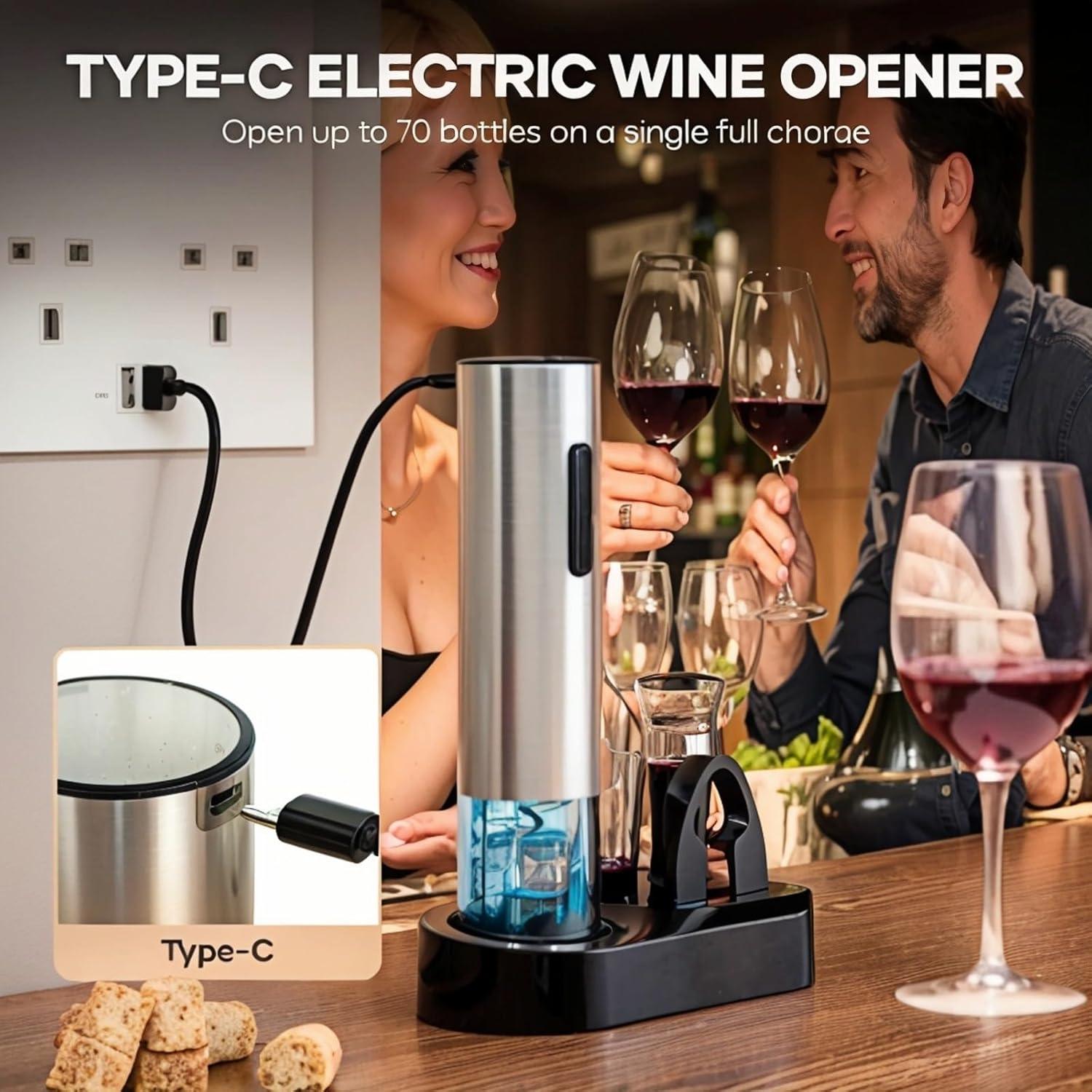 Set de abridor de vino eléctrico 6 en 1 SANOVIO - Acero inoxidable