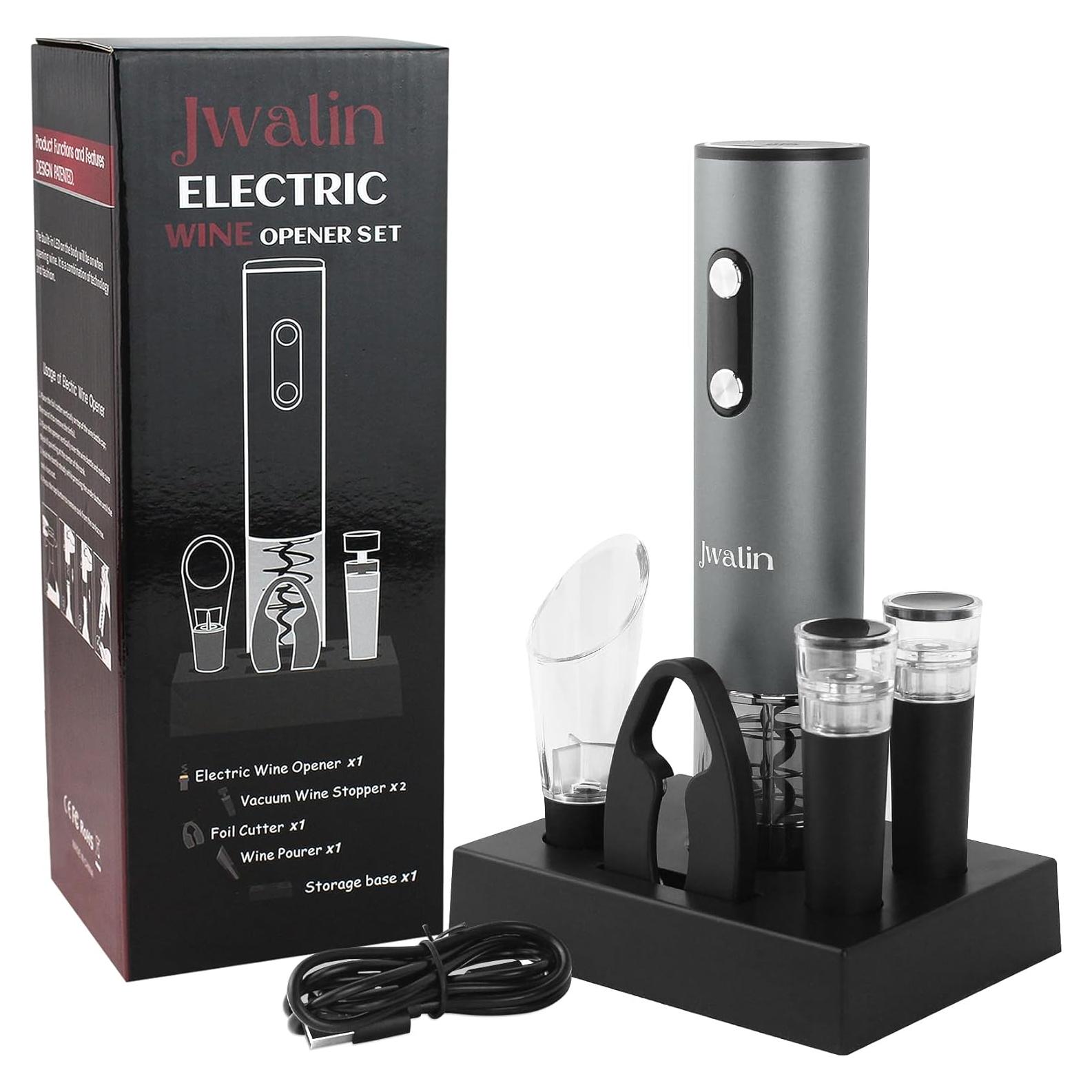 Juego de Abridor de Vino Eléctrico Jwalin 6 en 1 con Aerador