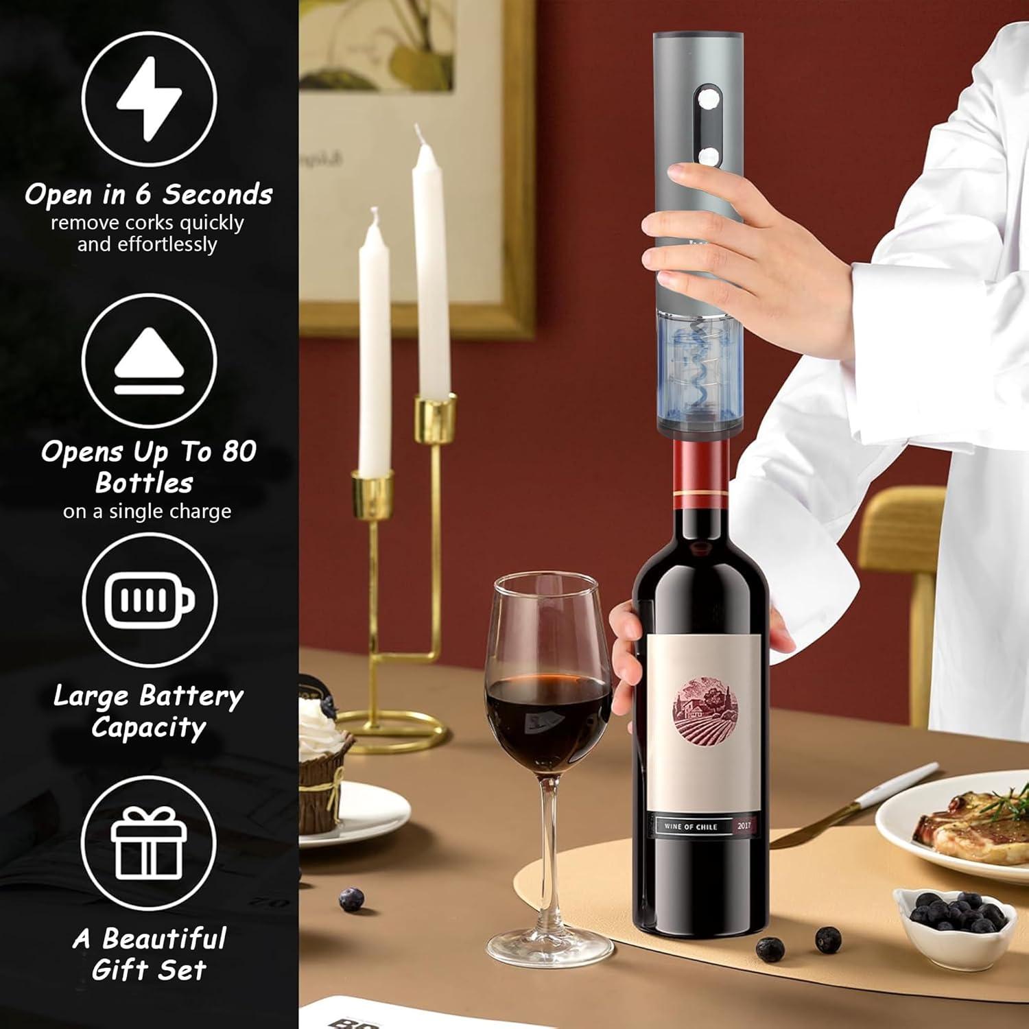 Juego de Abridor de Vino Eléctrico Jwalin 6 en 1 con Aerador
