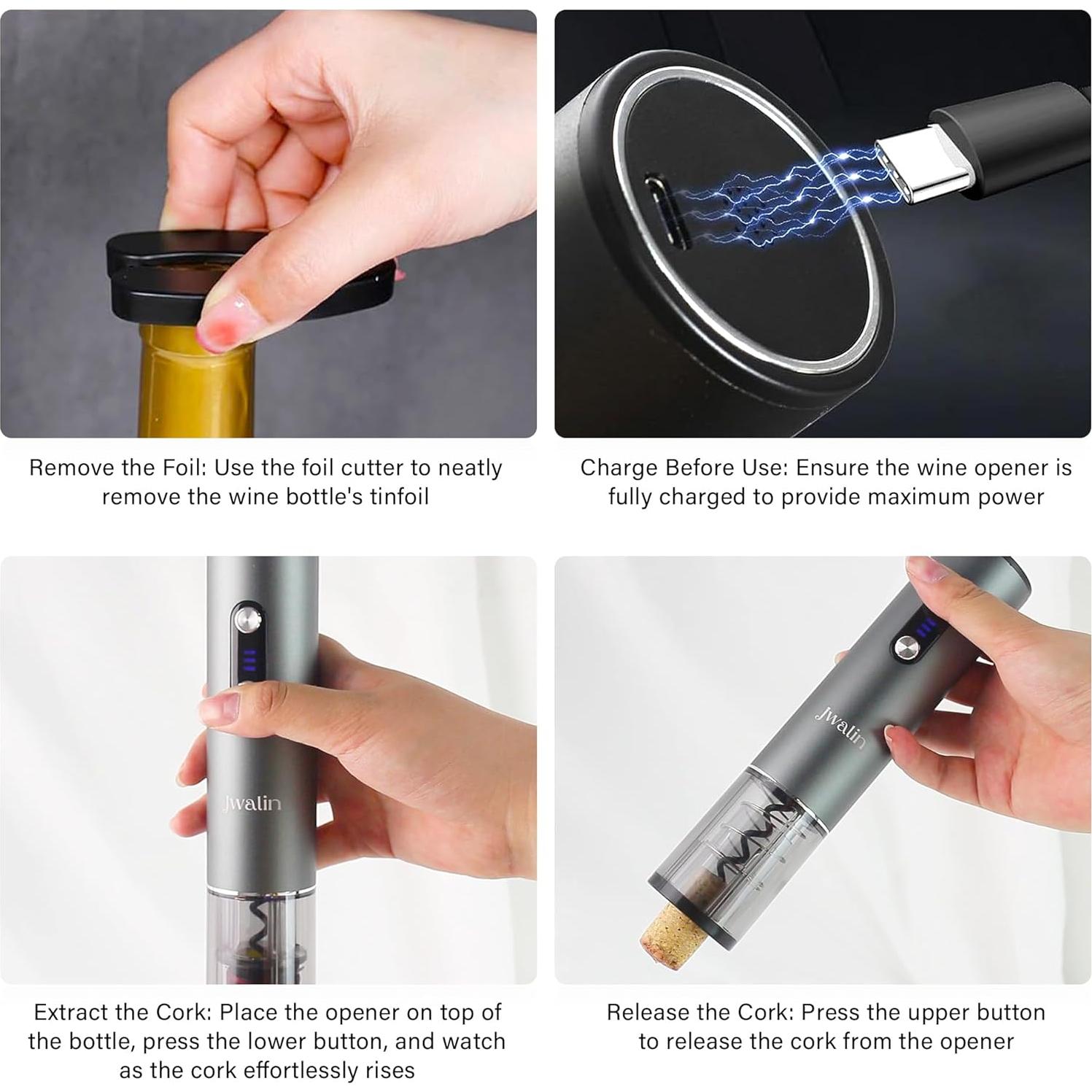 Juego de Abridor de Vino Eléctrico Jwalin 6 en 1 con Aerador