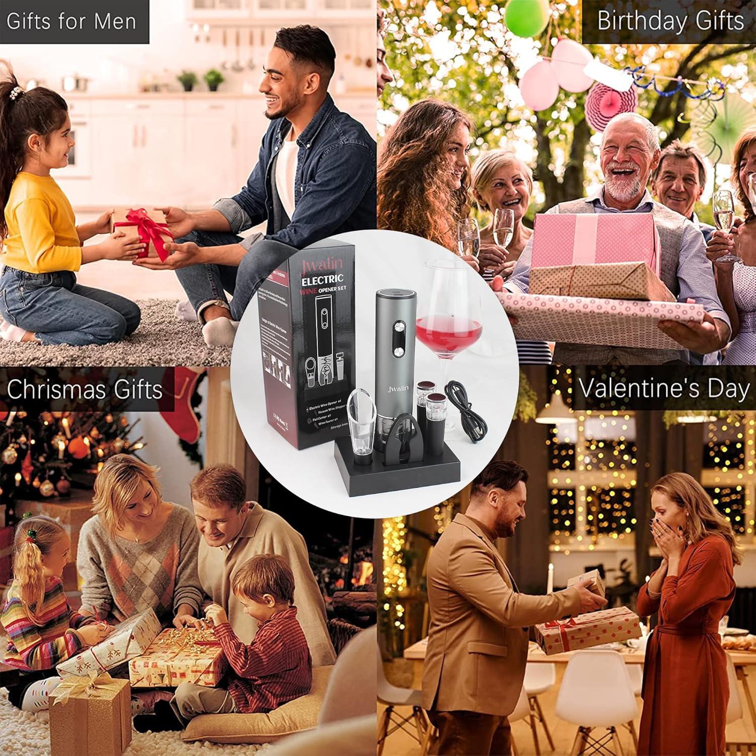 Juego de Abridor de Vino Eléctrico Jwalin 6 en 1 con Aerador