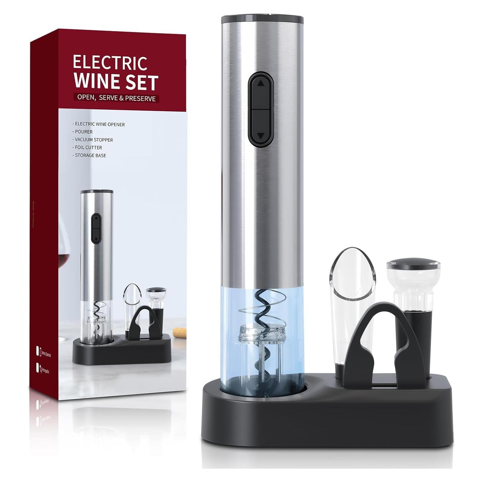 Abrebotellas de Vino Eléctrico Liuzouwin 5 en 1 Plata