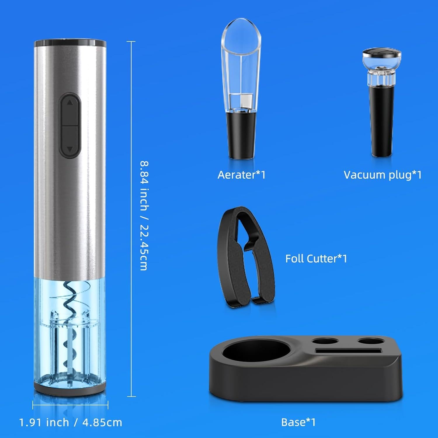 Abrebotellas de Vino Eléctrico Liuzouwin 5 en 1 Plata