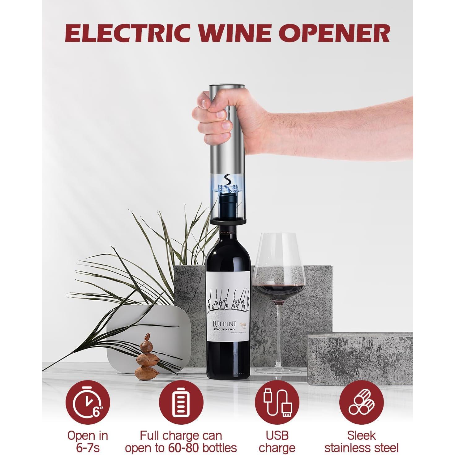 Abridor de Vino Eléctrico 4 en 1 PENTASPI - Recargable, Aerador, Cortador