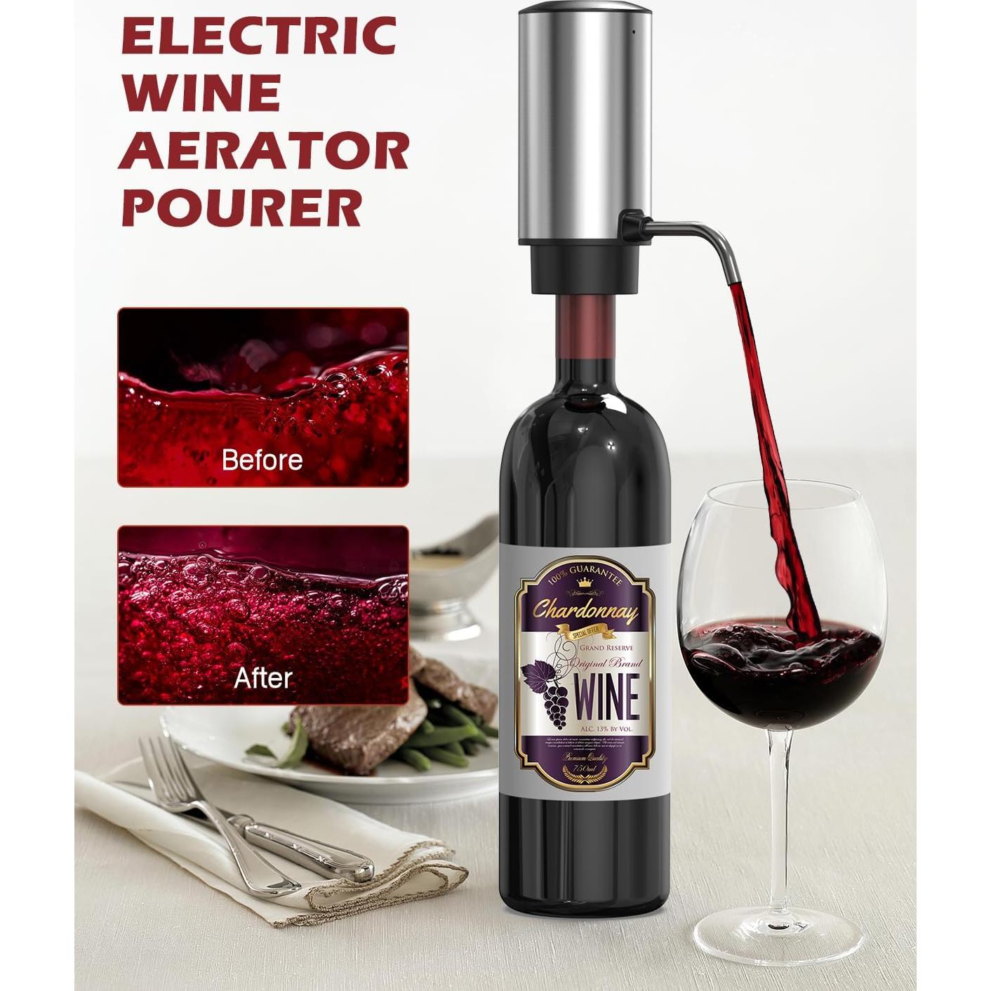 Abridor de Vino Eléctrico 4 en 1 PENTASPI - Recargable, Aerador, Cortador