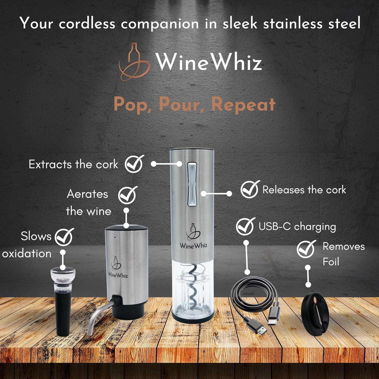 Juego de Abrebotellas y Aerador de Vino WineWhiz - Regalo Ideal