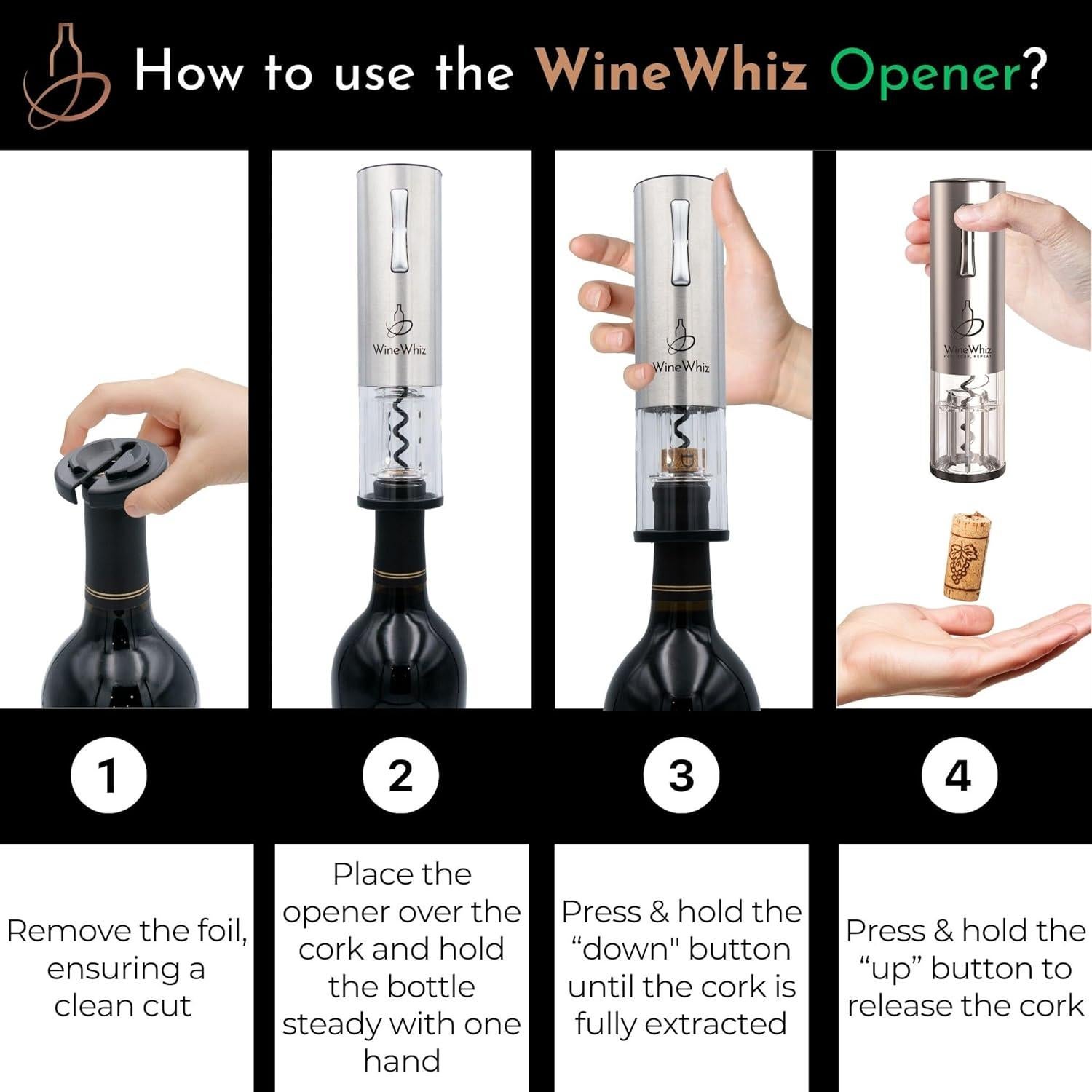 Juego de Abrebotellas y Aerador de Vino WineWhiz - Regalo Ideal