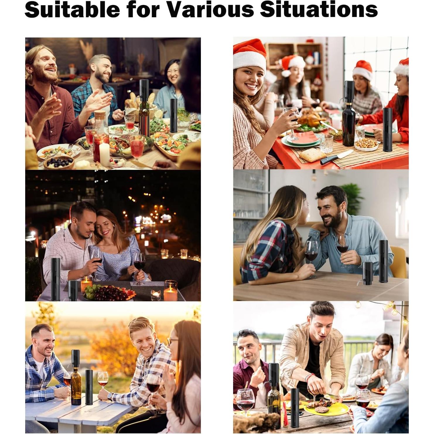 Set de Accesorios para Vino RICANK 4 en 1 Eléctrico Negro