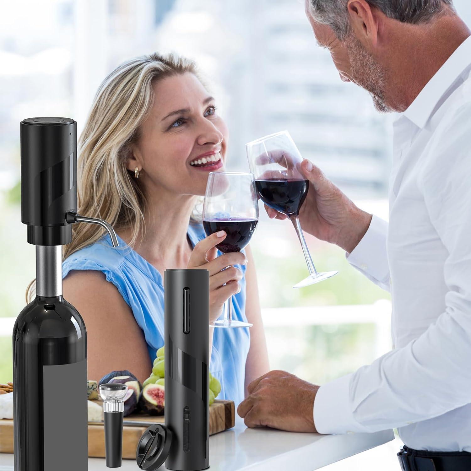 Set de Accesorios para Vino RICANK 4 en 1 Eléctrico Negro